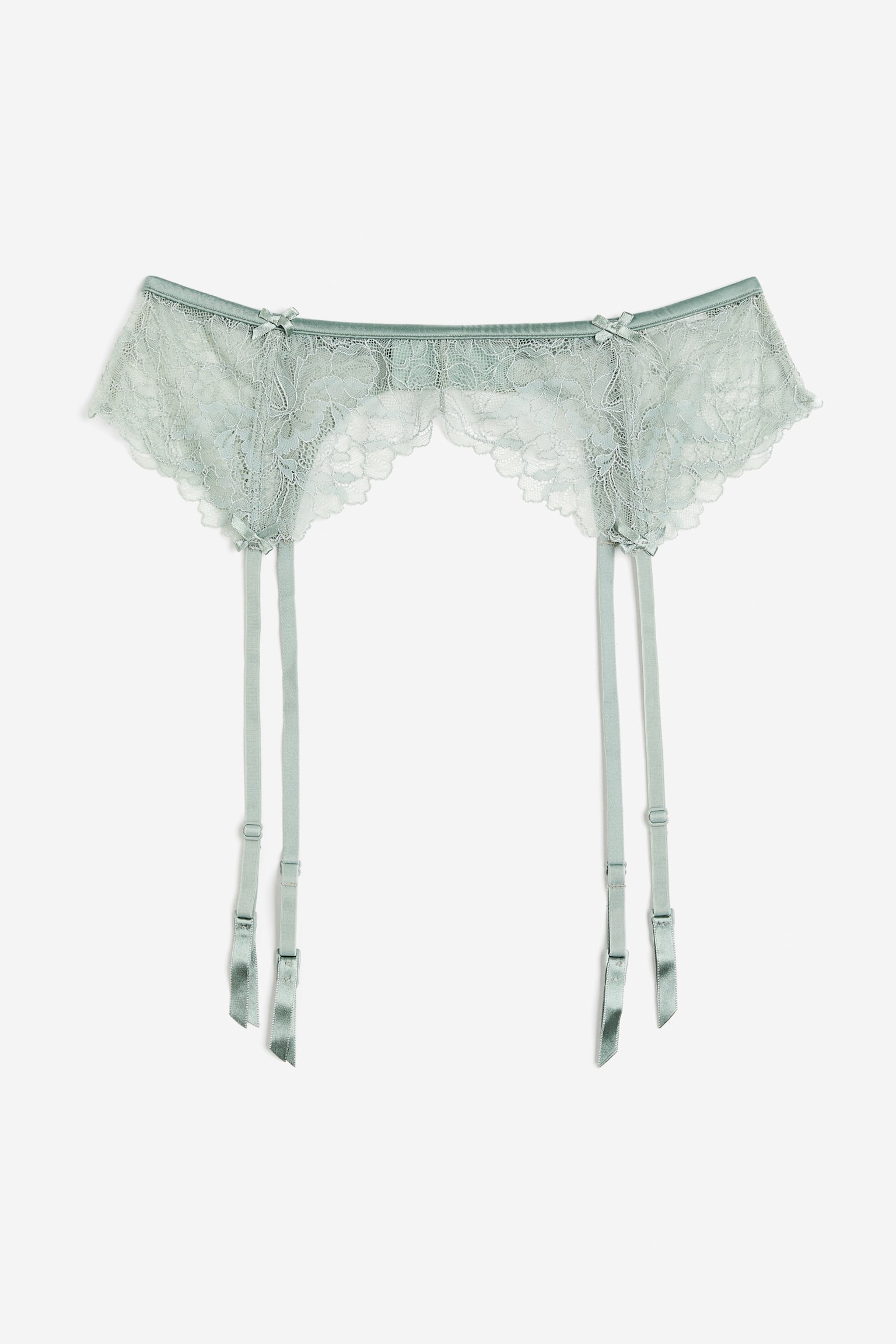 Lace Suspender Belt - Light green/Black/Dark red - 1