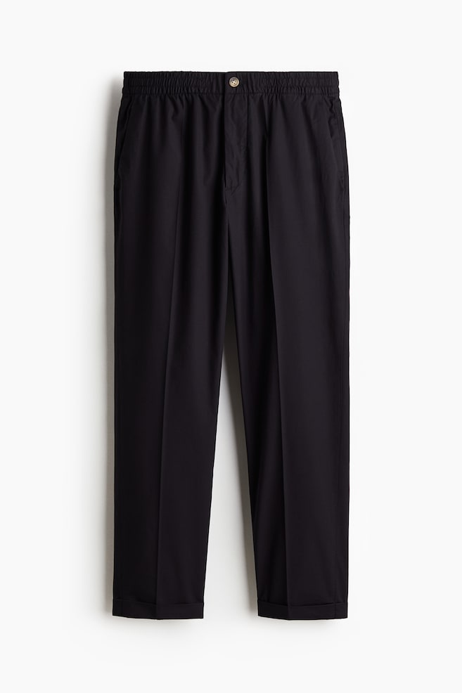 Cropped Baumwollhose in Regular Fit - Marineblau - 1