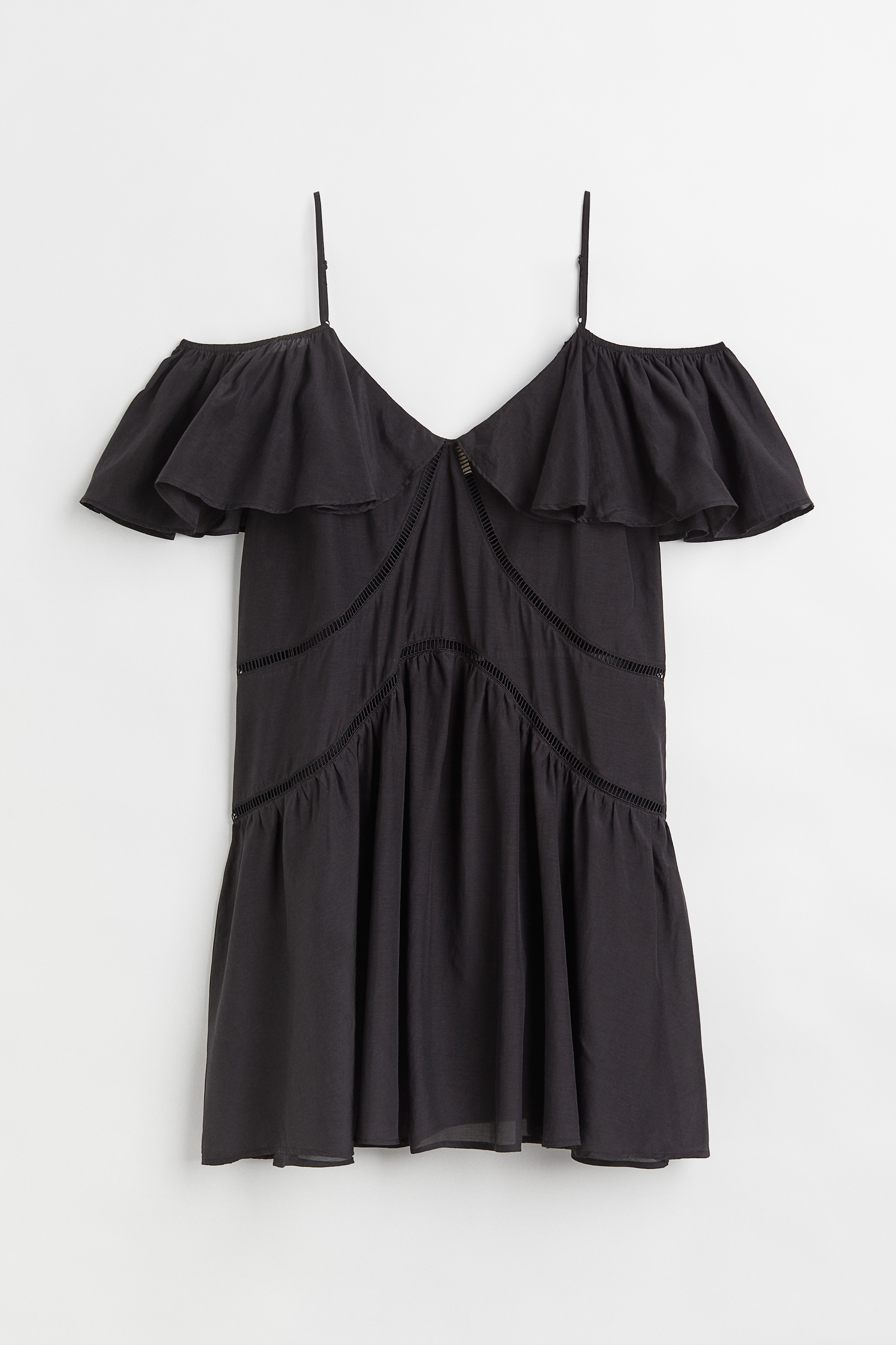 Sleeveless flounce-trimmed dress - Sweetheart neckline  