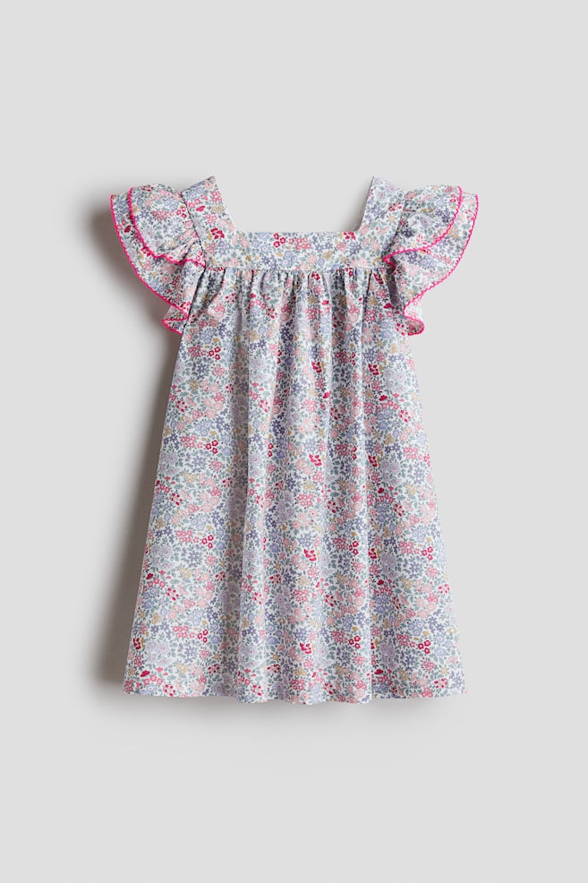 Kleid aus Baumwollpopeline - Helllila/Geblümt - 1