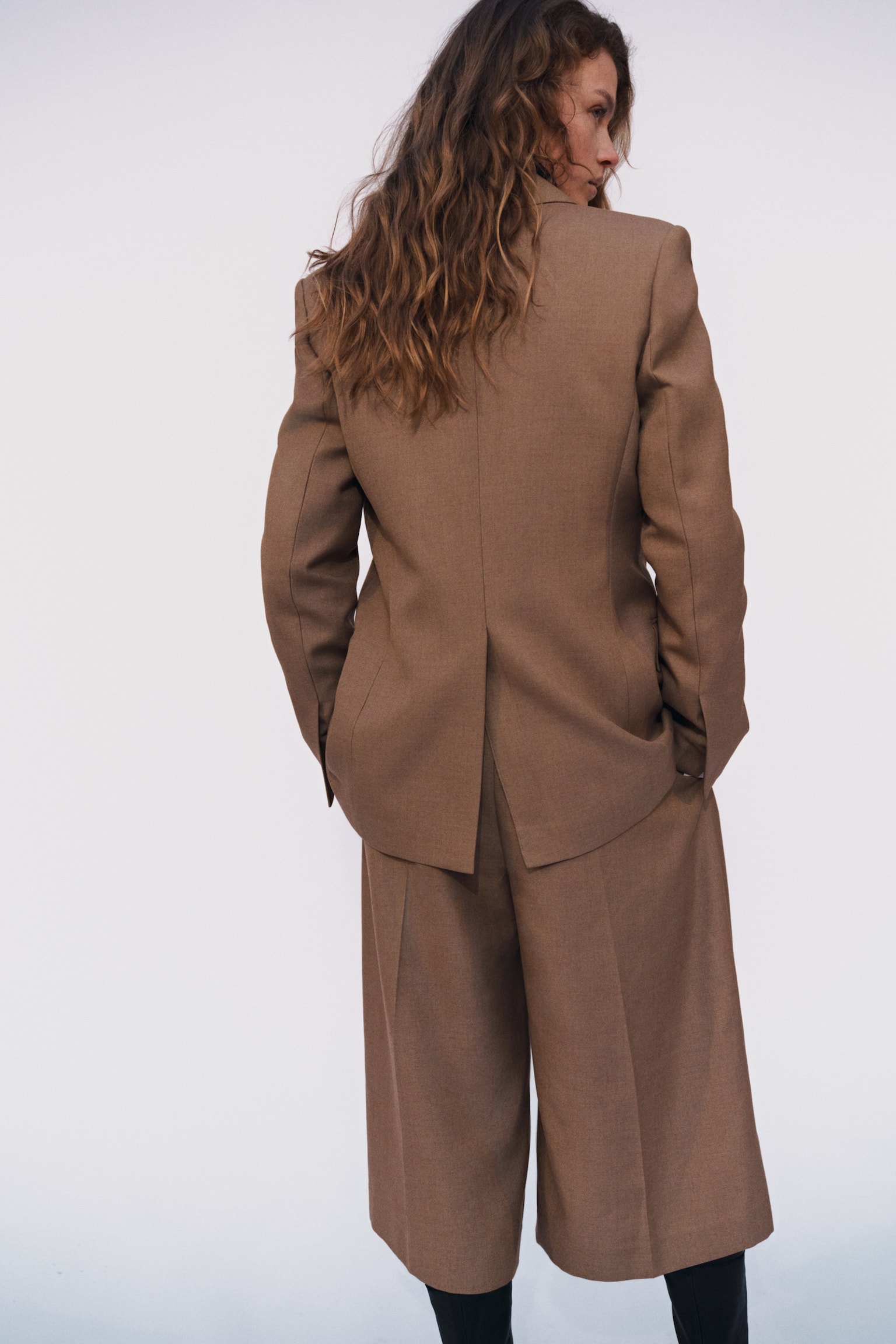 Long twill blazer - Dusty beige - 6