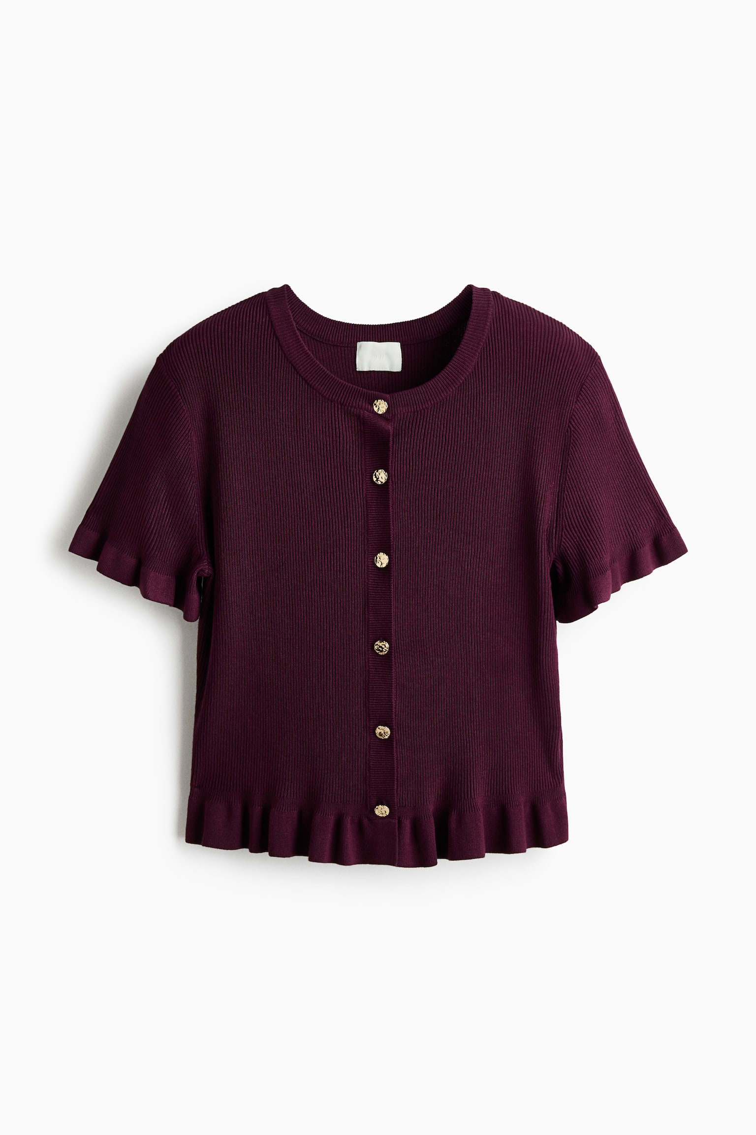 Frill-trimmed cardigan - Màu tím mận/Màu be nhạt - 1