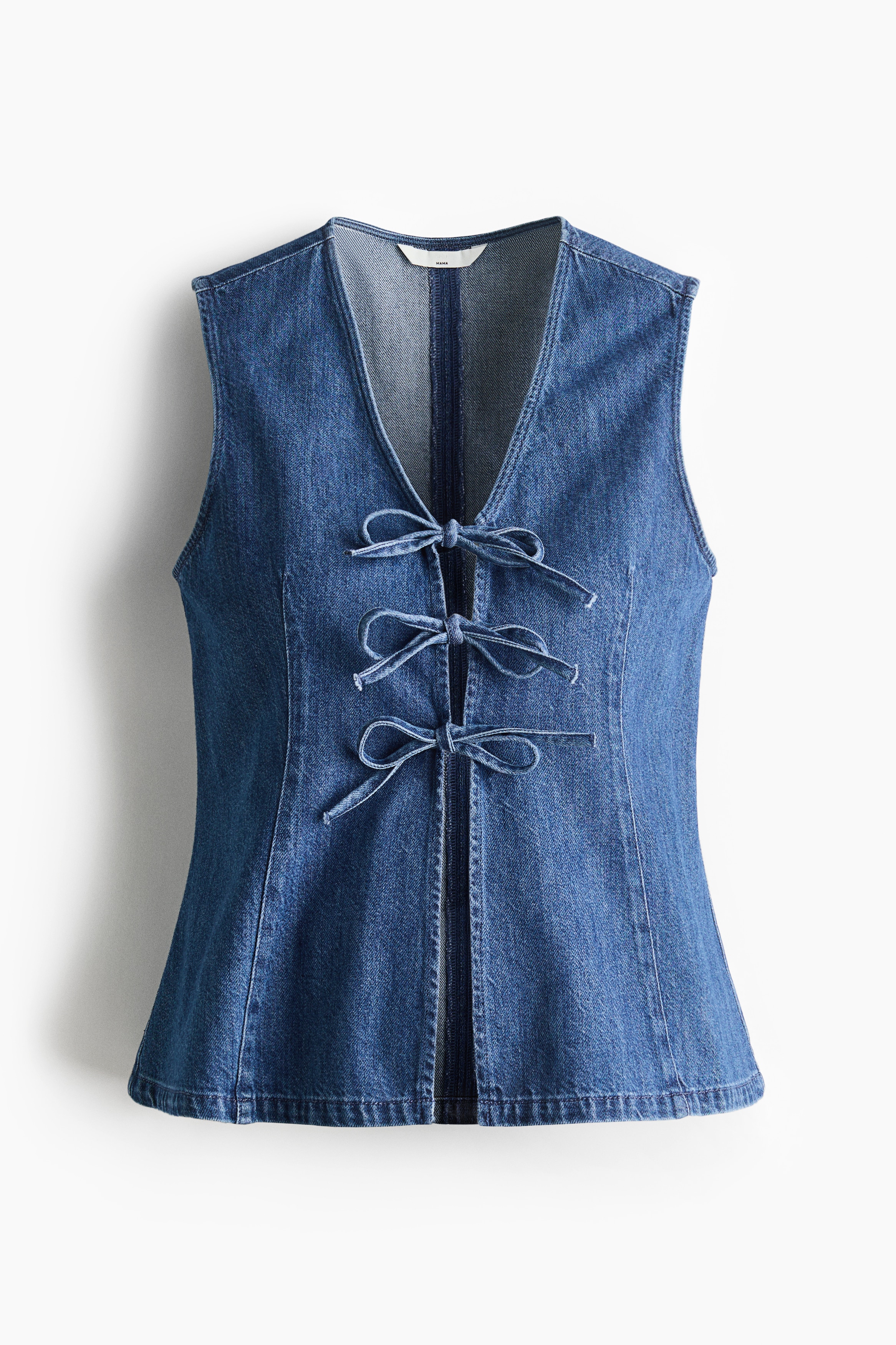 MAMA Tie-front denim waistcoat - Denim blue