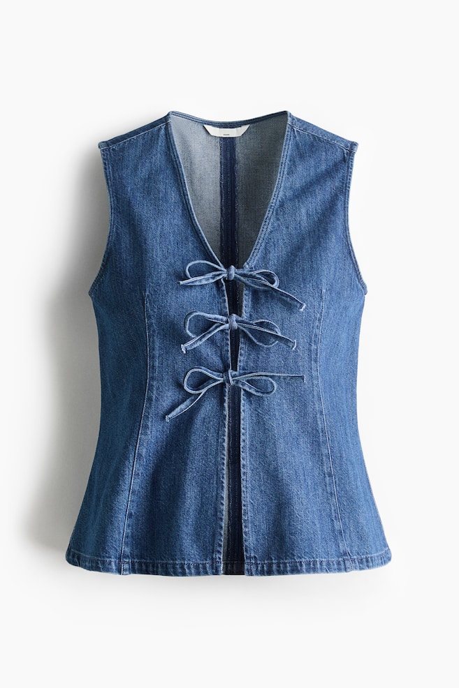 MAMA Jeansväst med knytband - Denimblå - 1