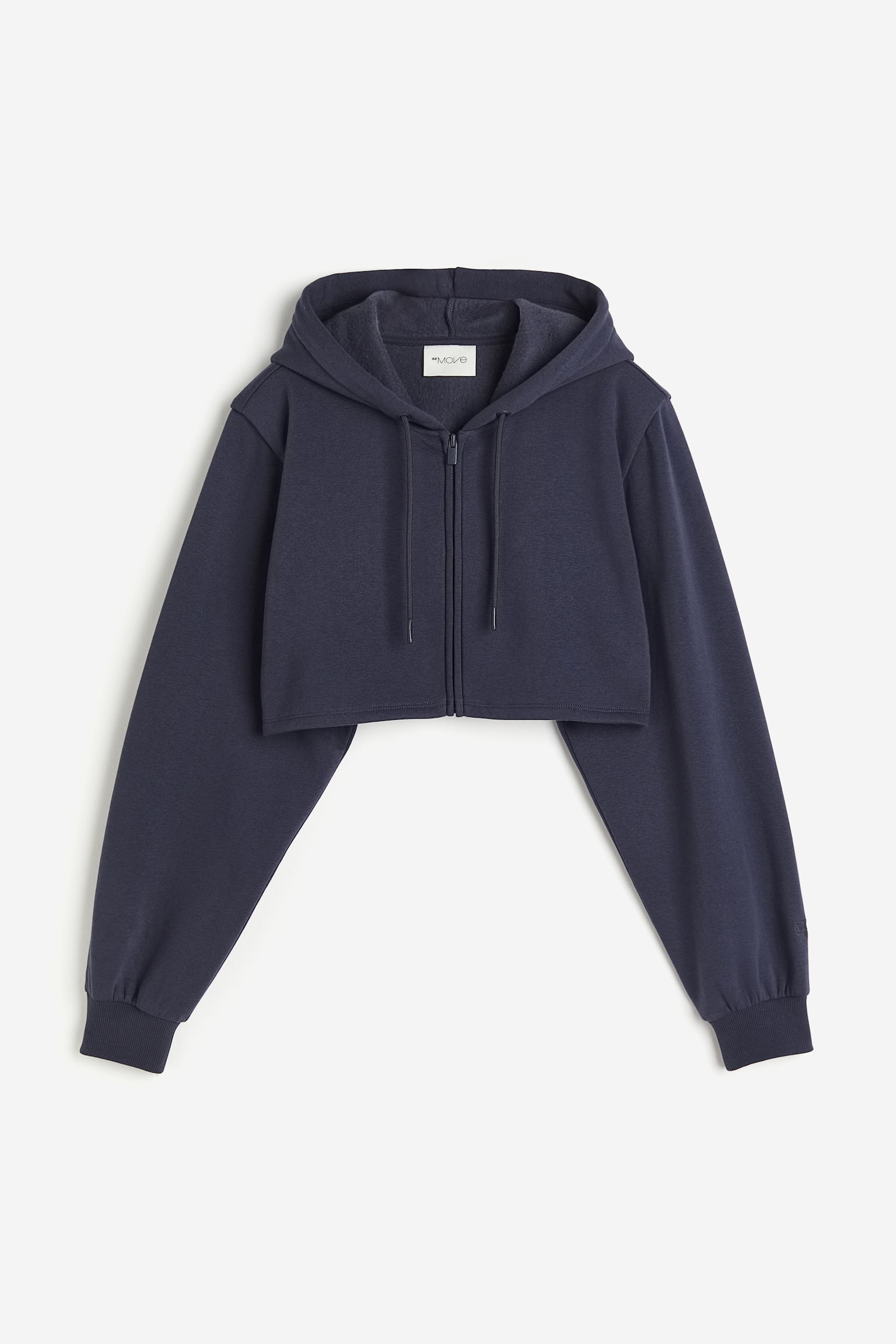 Cropped zip-through sports hoodie in DryMove™ - Steel blue - 2