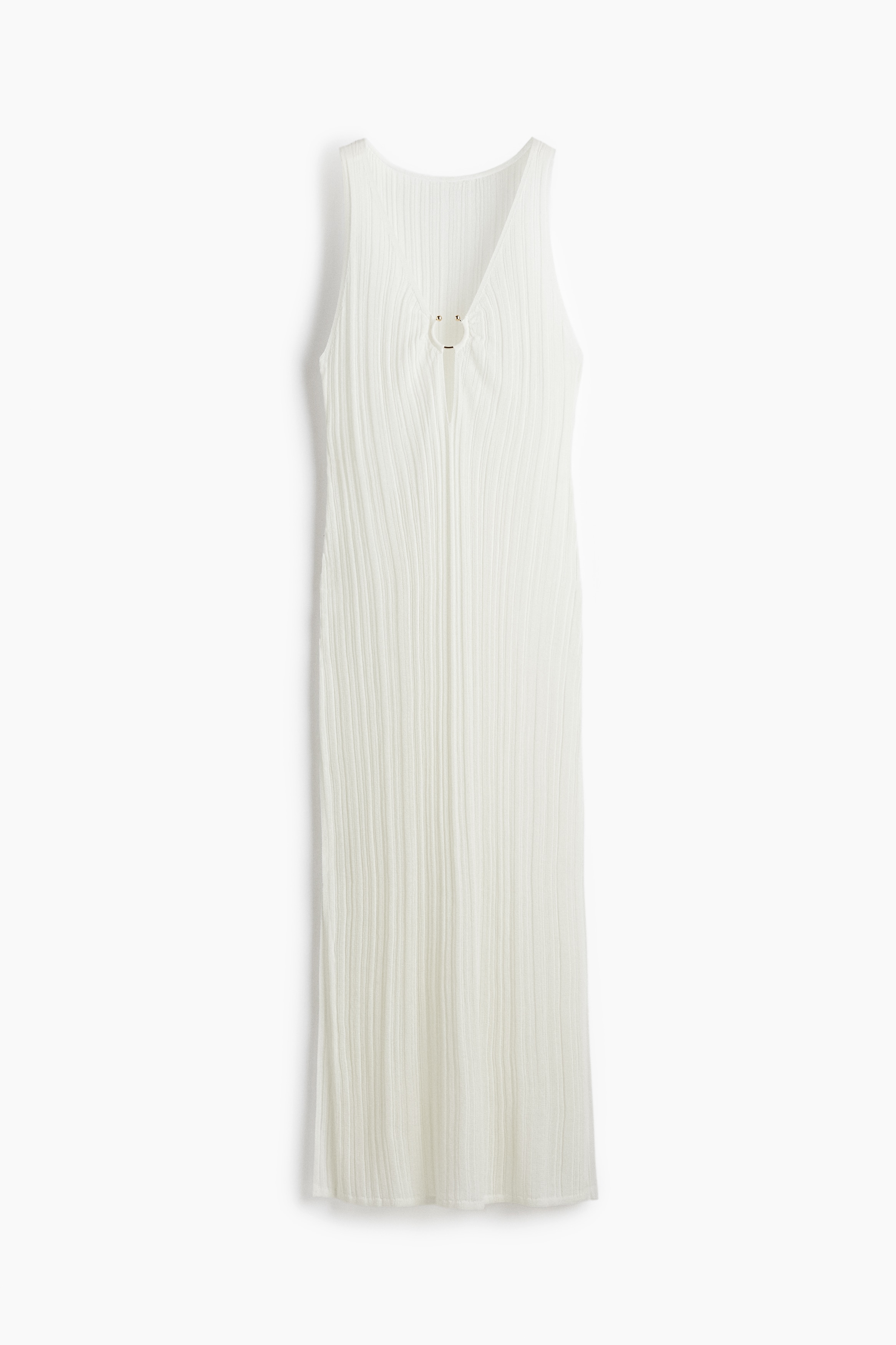 Vestido playero en tejido acanalado - Blanco