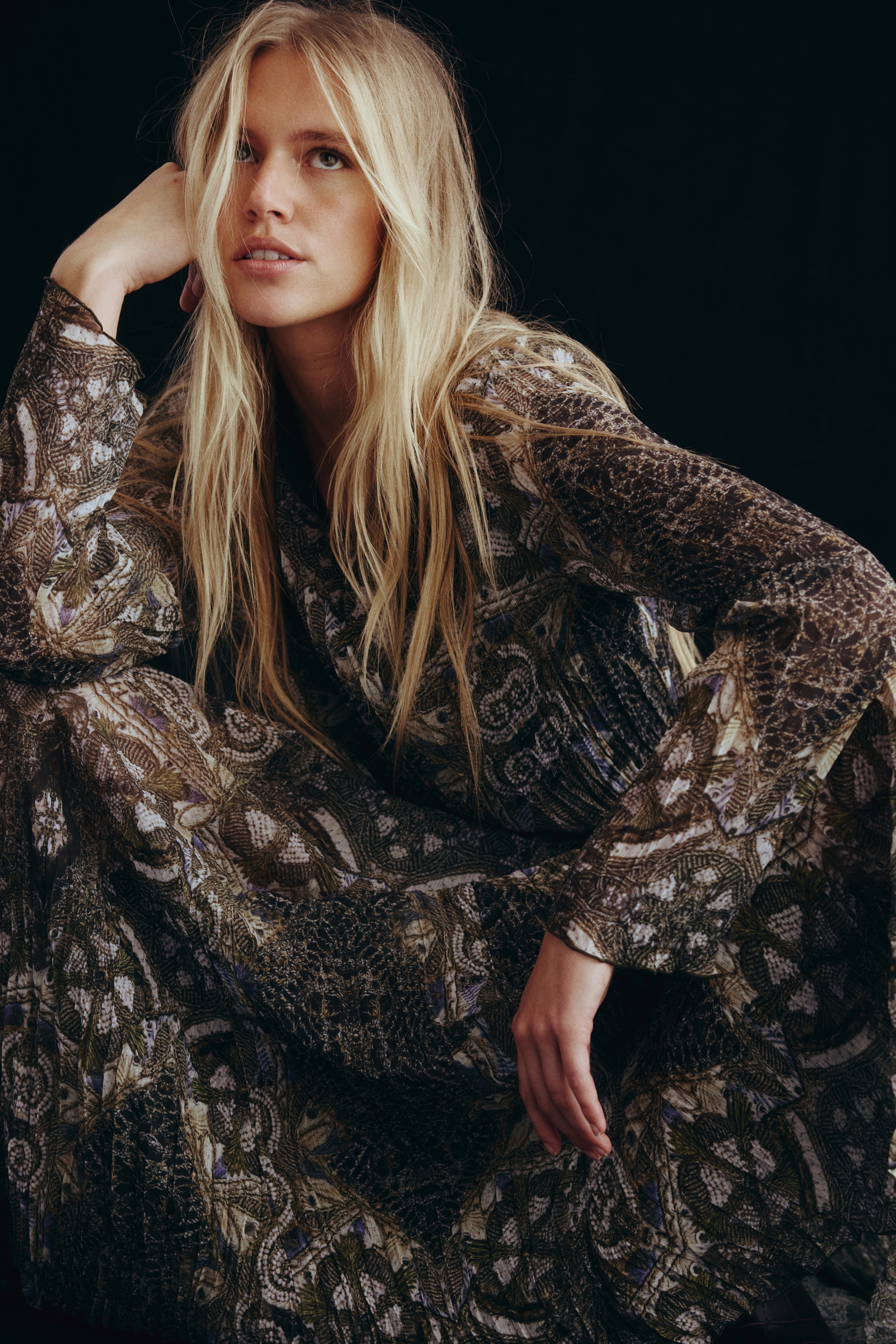 H & M - クリンクルワンピース - グリーン