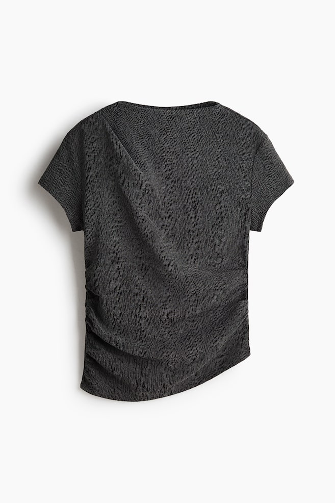 Crinkled asymmetric top - Black/Cream - 1