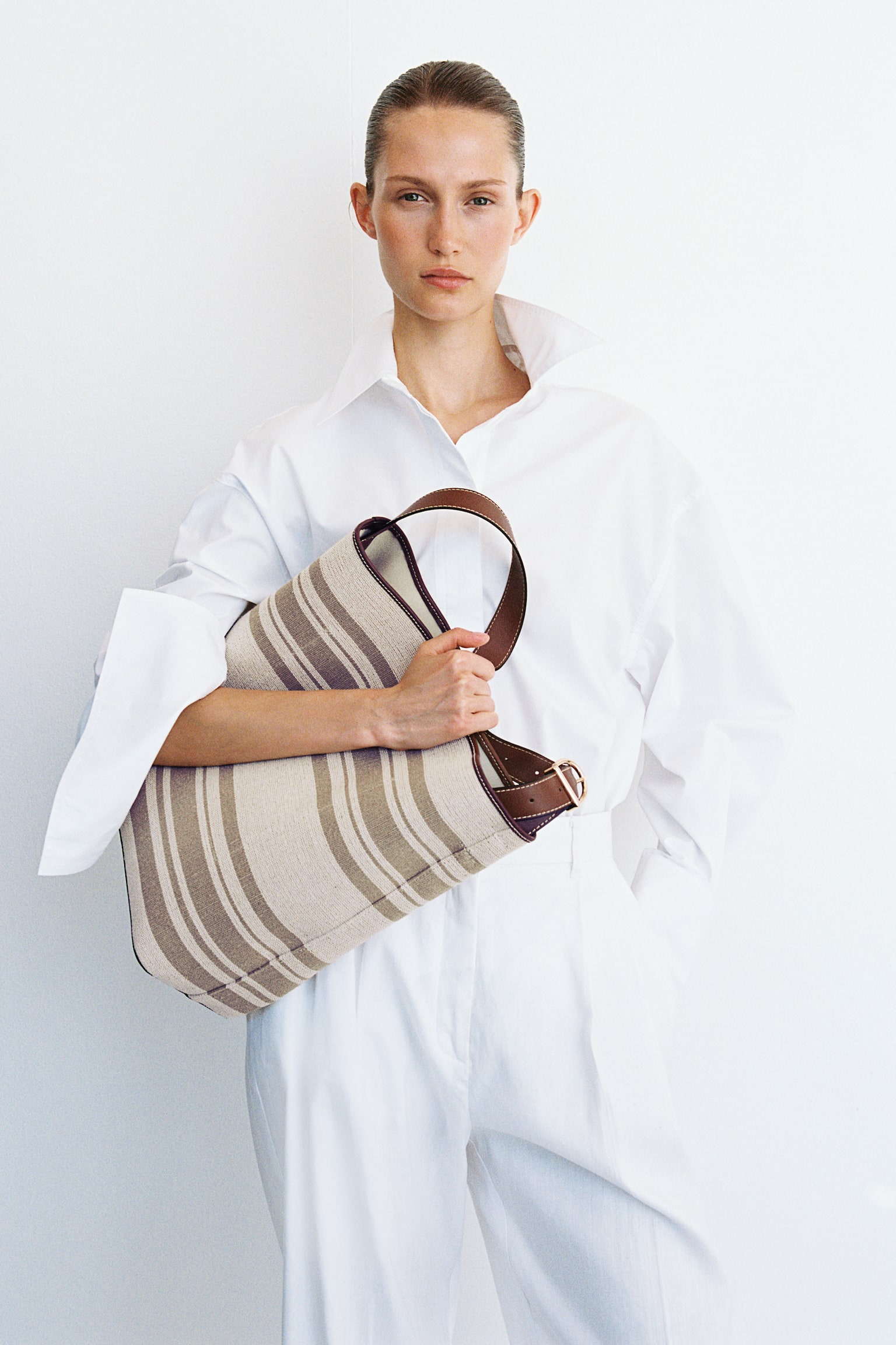 Shopper - Beige/Striped/Dark greige - 1