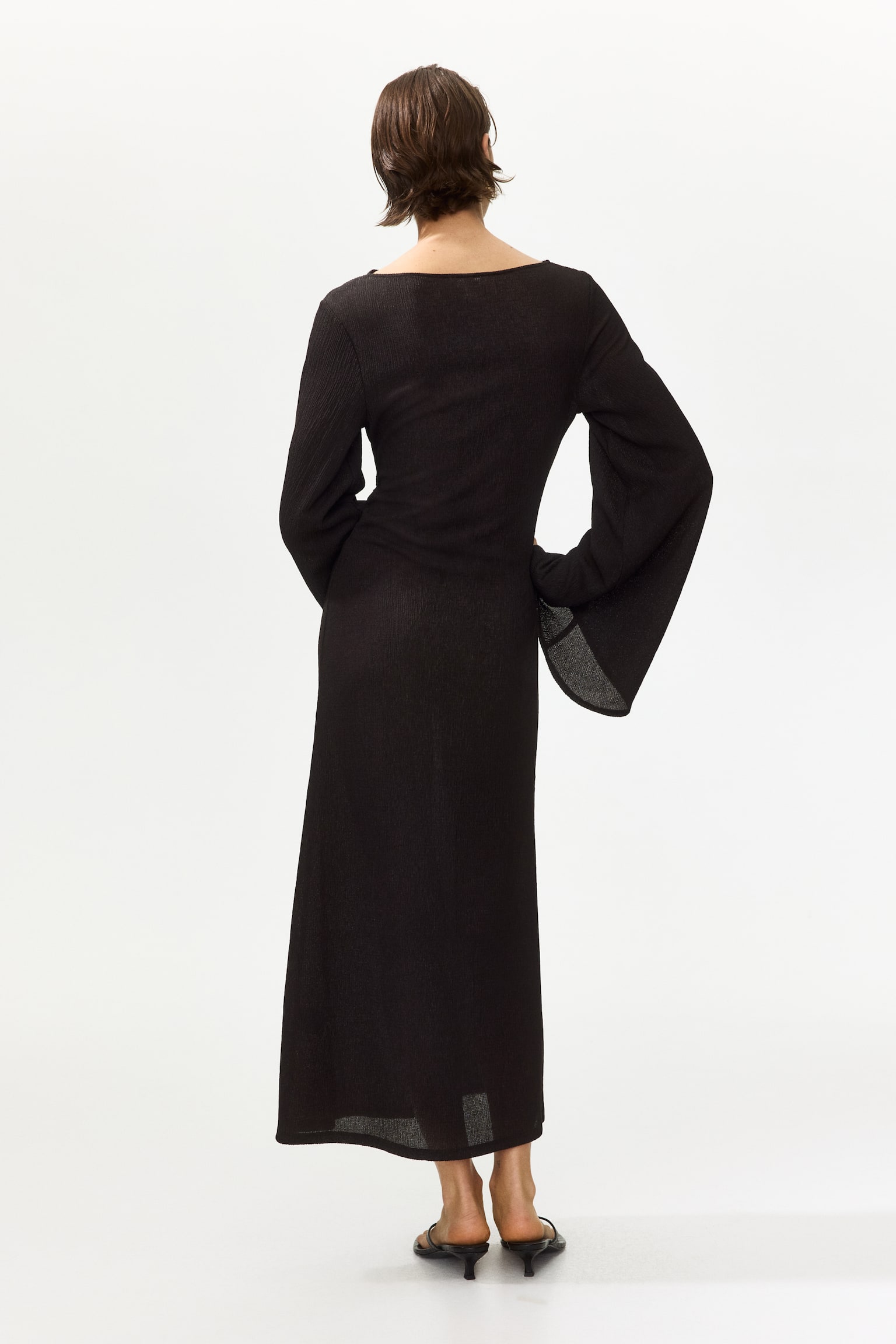 Trumpet-sleeved jersey dress - Dark brown - 4