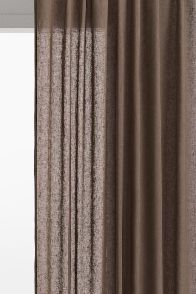 2-Pack Linen-Blend Curtain Panels - Taupe/Beige/White/Beige/Gray - 1