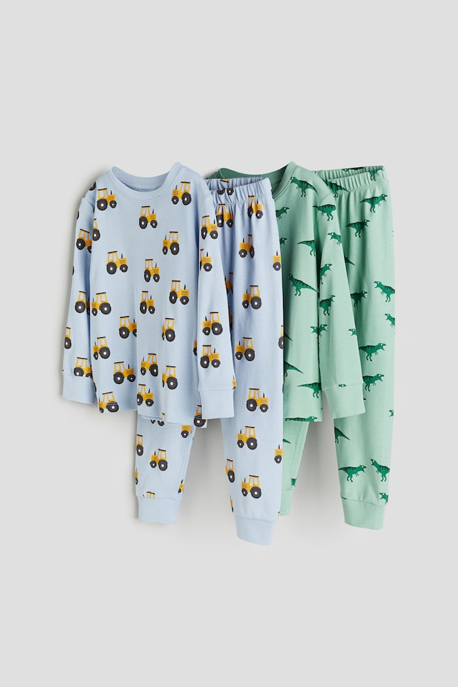 2-pack printed pyjamas - Light blue/Tractors/Light green/Constellations - 1