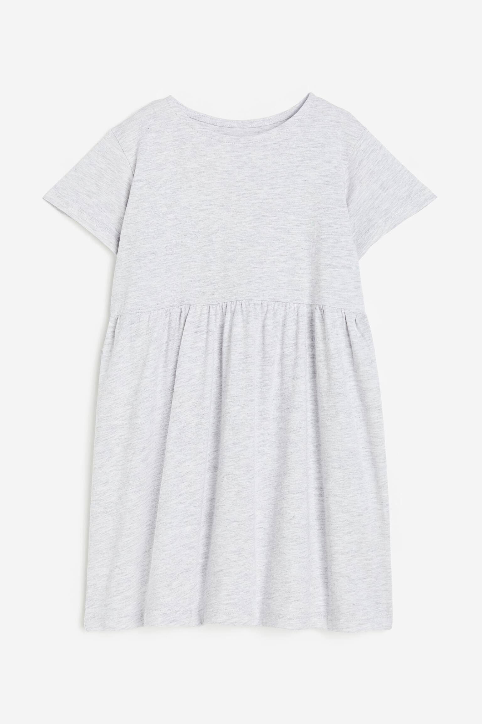 Cotton jersey dress - Light grey marl/Dusty purple/White/Black striped/Dark pink - 1