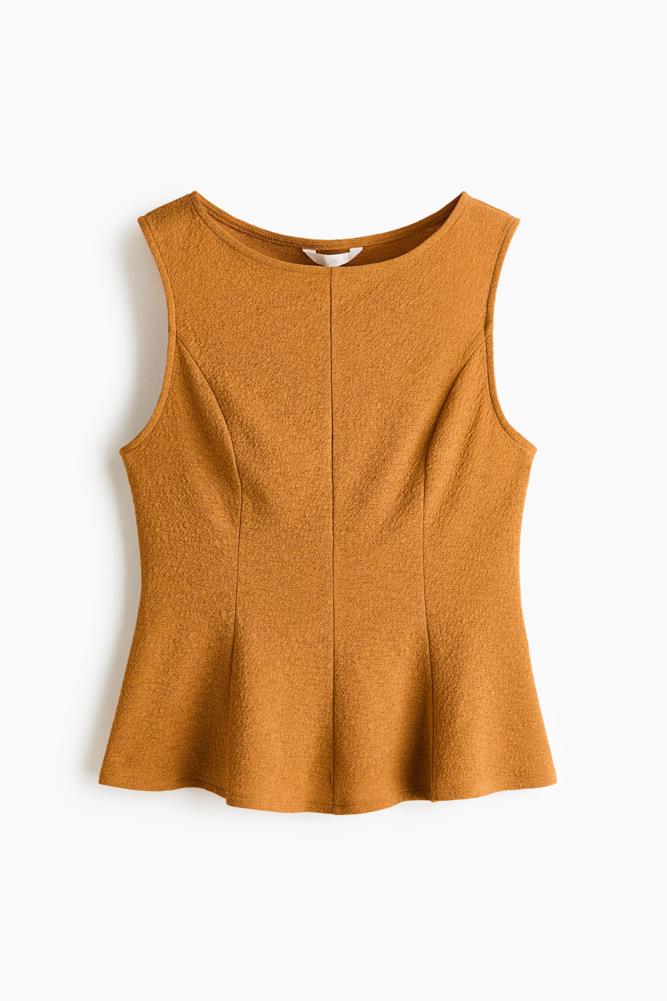 Sleeveless peplum top - Light brown/Cream