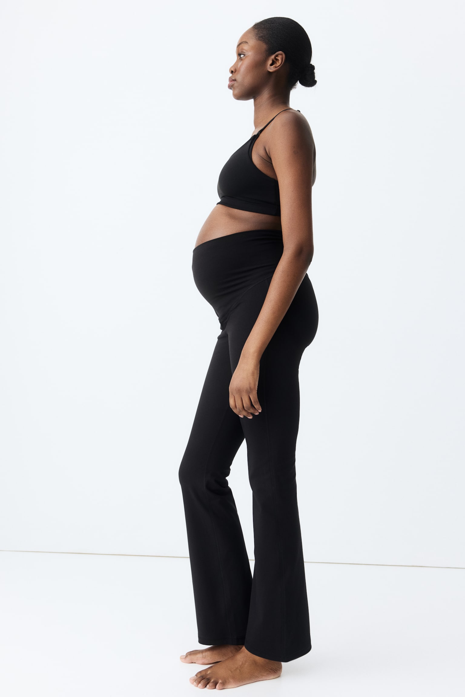 MAMA Flared sports leggings with SoftMove™ - Black/Dark grey/Warm brown - 6