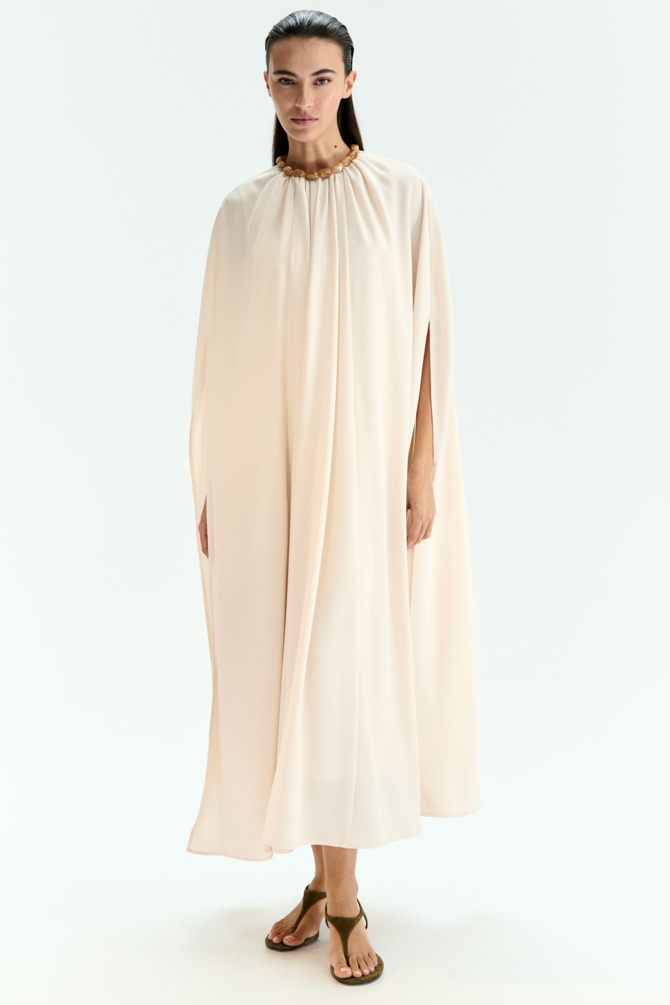 View larger image: Bead-detail cape dress - Cream - Ladies | H&M IE 1