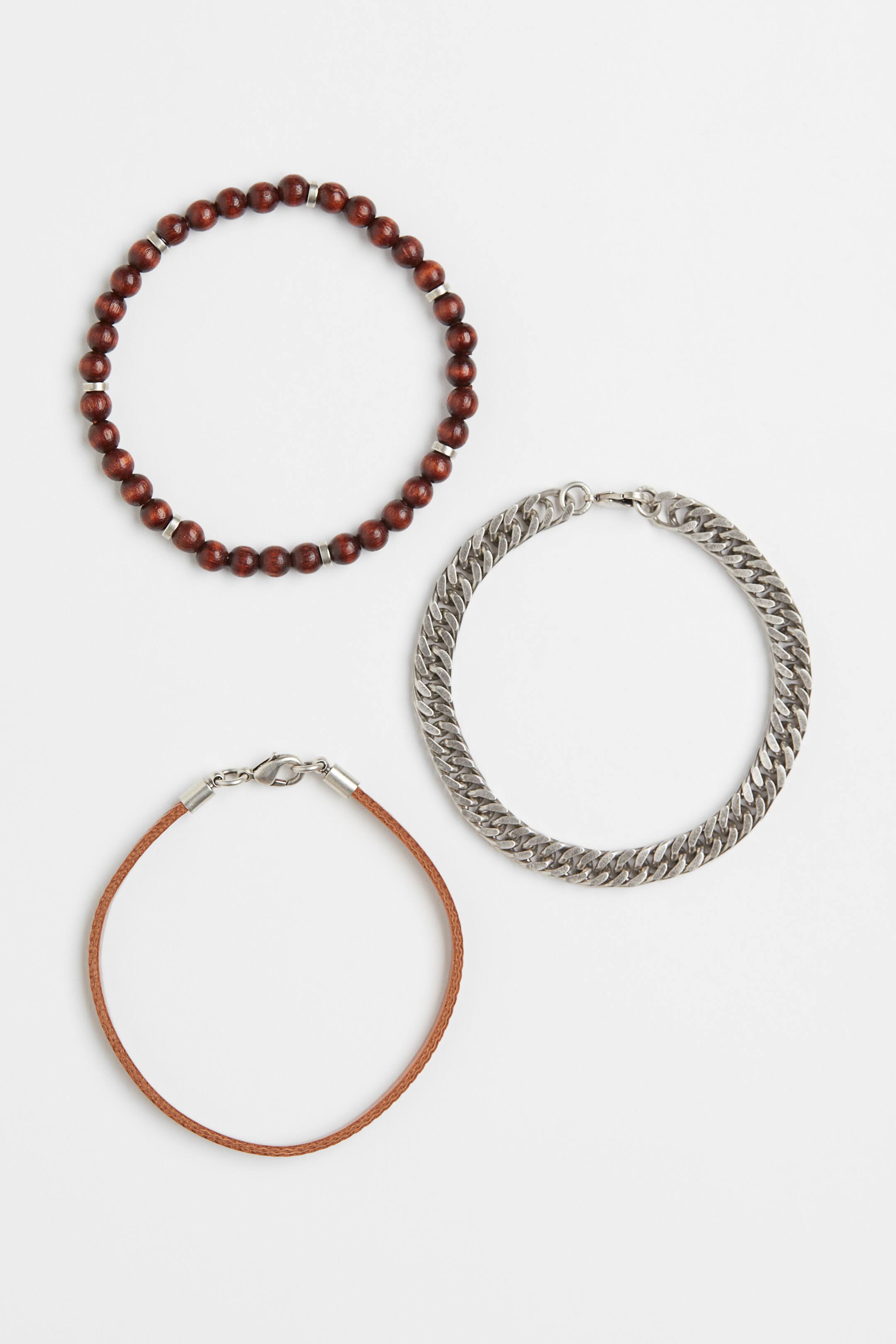 View larger image: 3-pack bracelets - Brown/Silver-coloured - Men | H&M 1