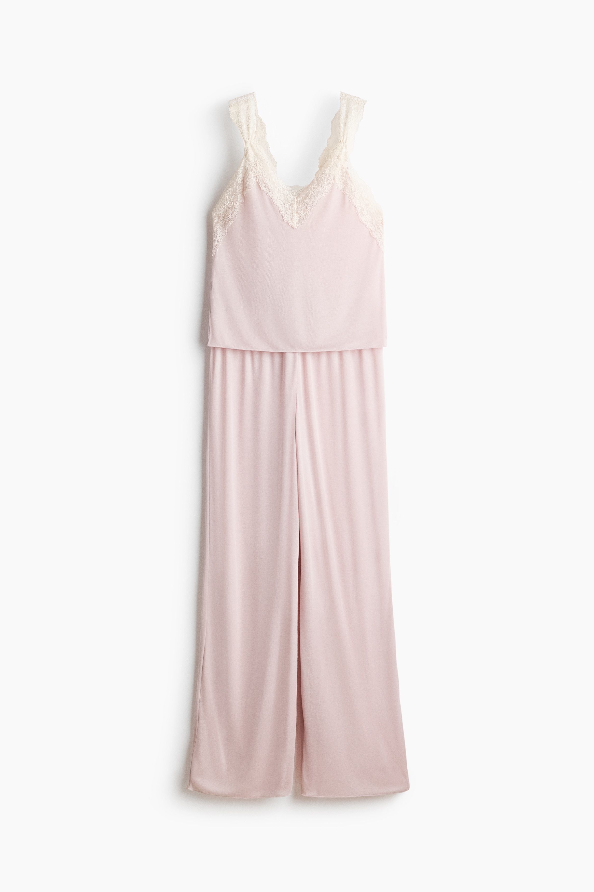 Lace-trimmed pyjamas - Powder pink/Dark brown