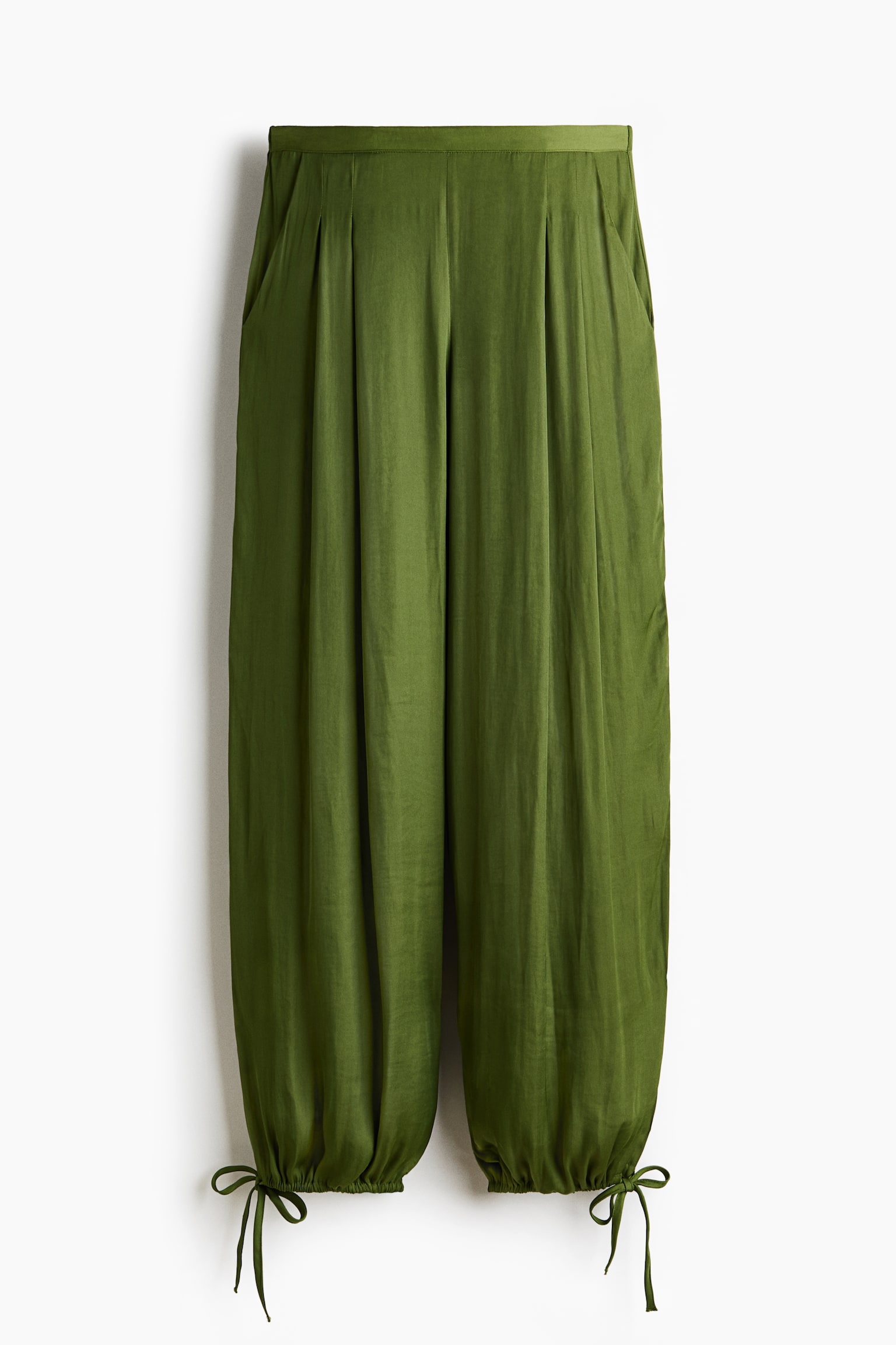 Pantalon à taille élastique avec cordons - Vert - 2