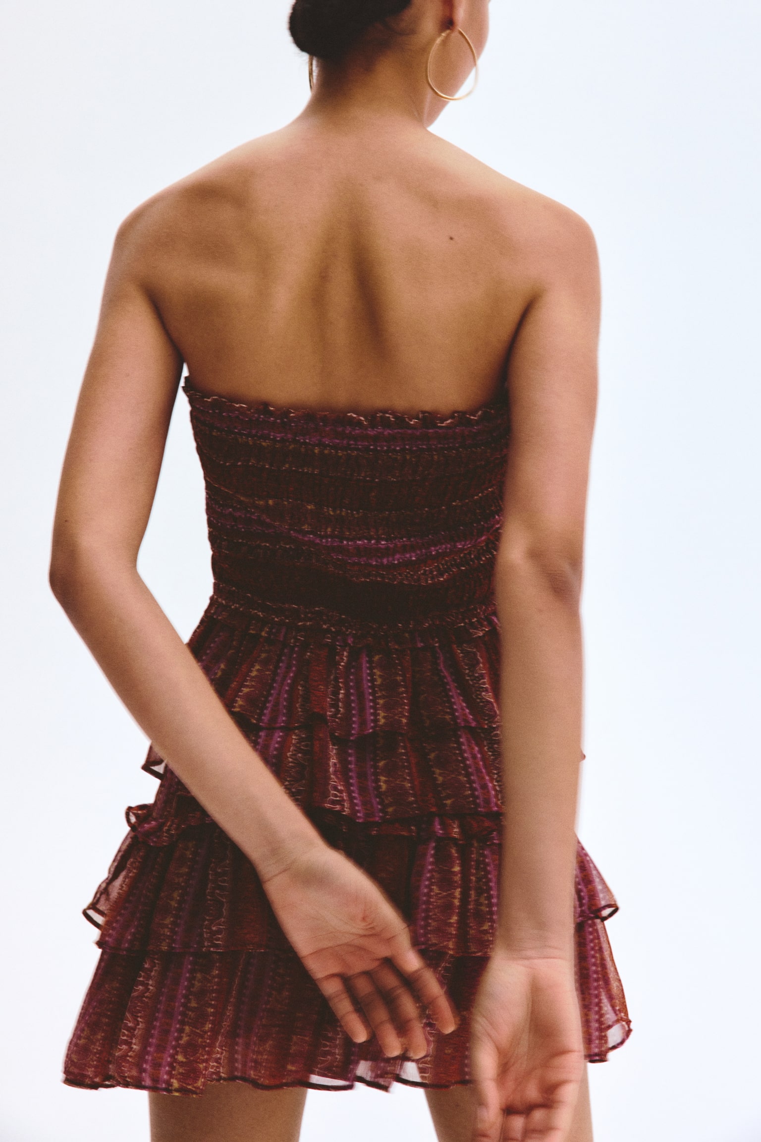 Tiered chiffon mini skort - Orange/Paisley pattern - 5