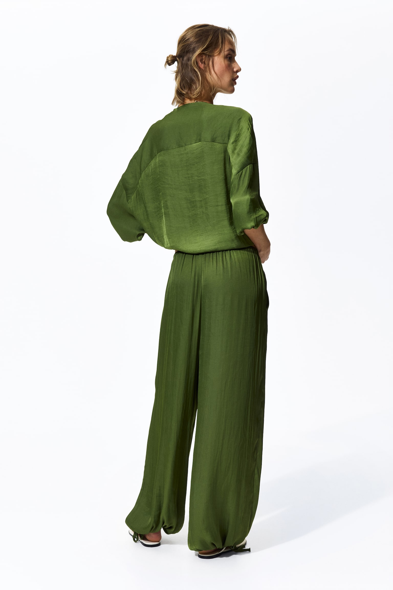 Pantalon à taille élastique avec cordons - Vert - 6