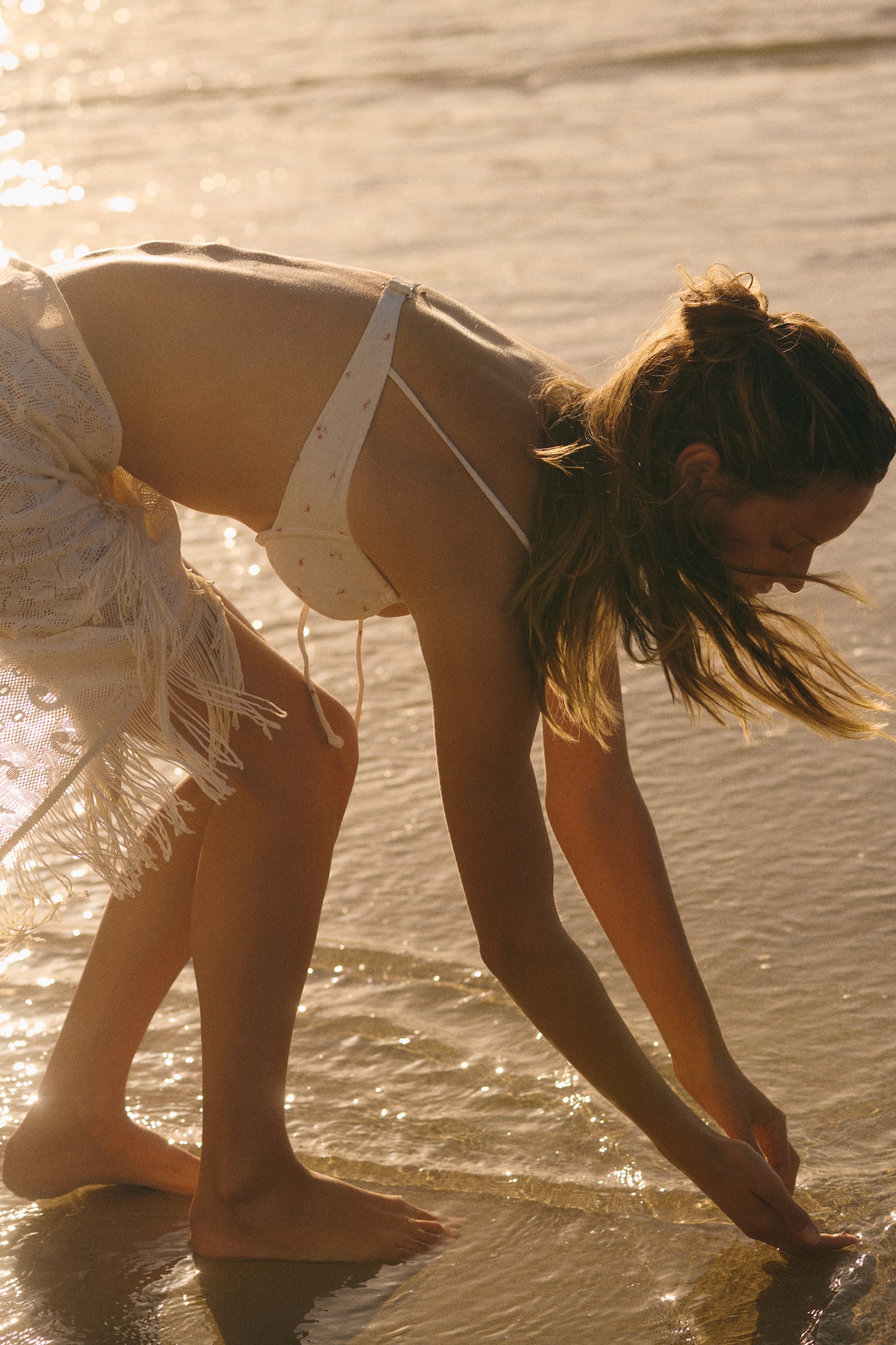 Tığ İşi Görünümlü Sarong - Krem - 4