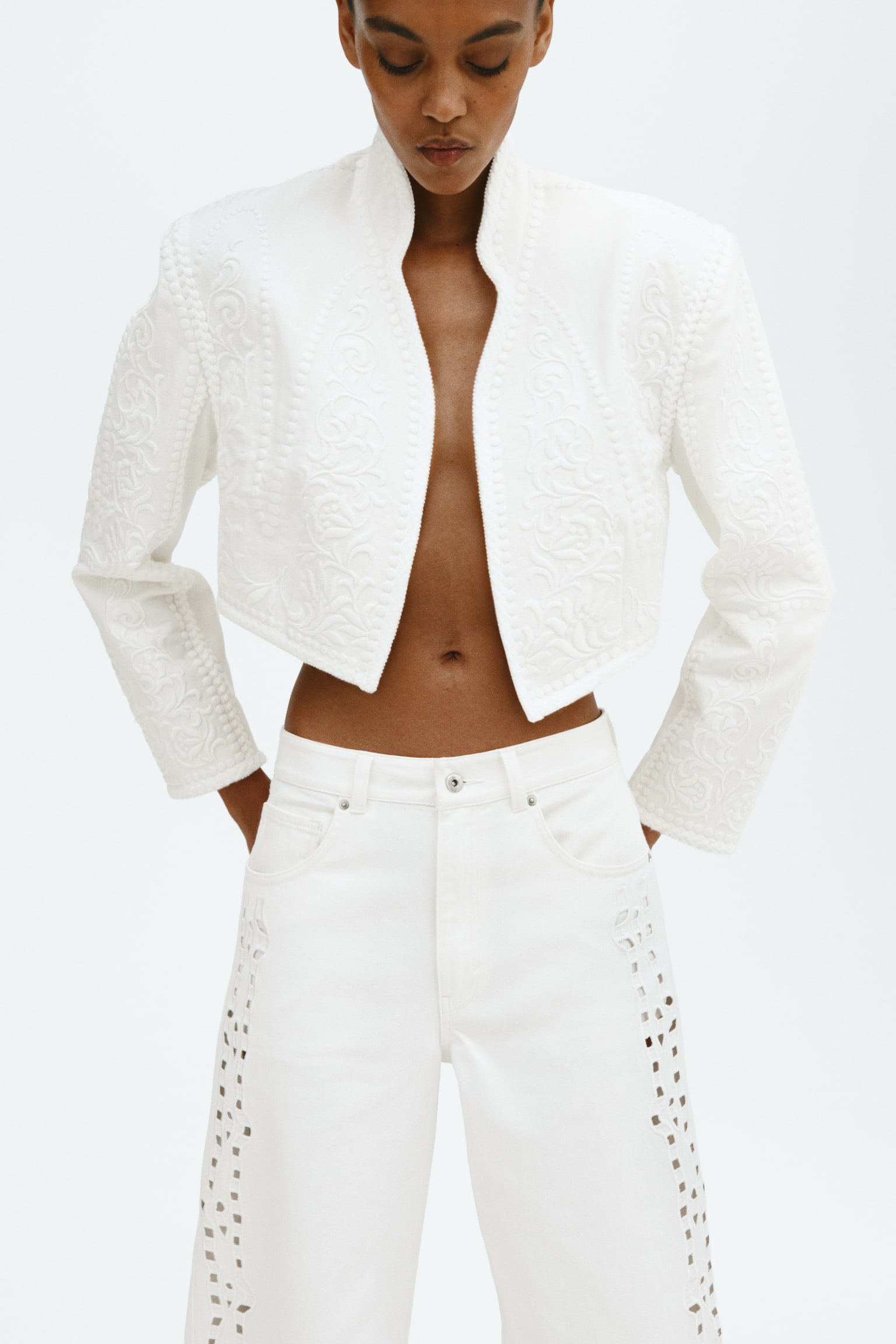 Vaquero con bordado inglés - Blanco - 6