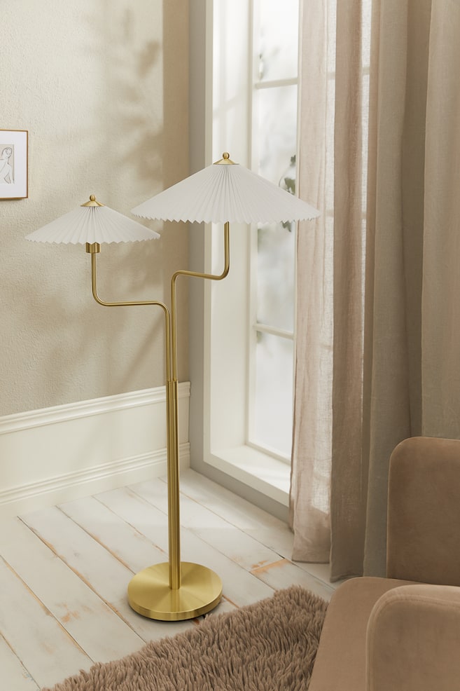 Pleated-shade floor lamp - White/Gold-coloured - 2