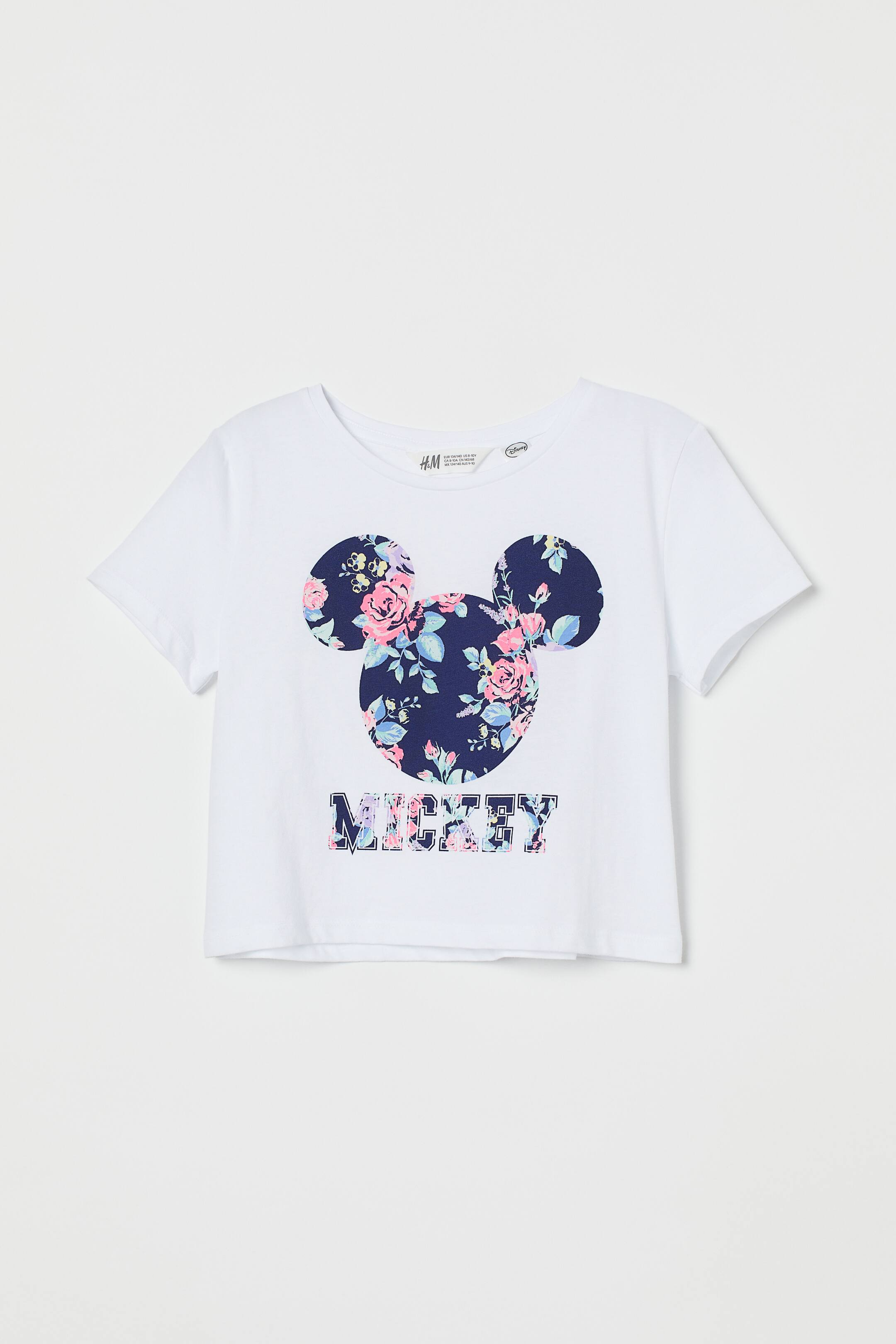 Größeres Bild ansehen: Kurzes T-Shirt mit Druck - Weiß/Micky Maus - Kids | H&M DE 1
