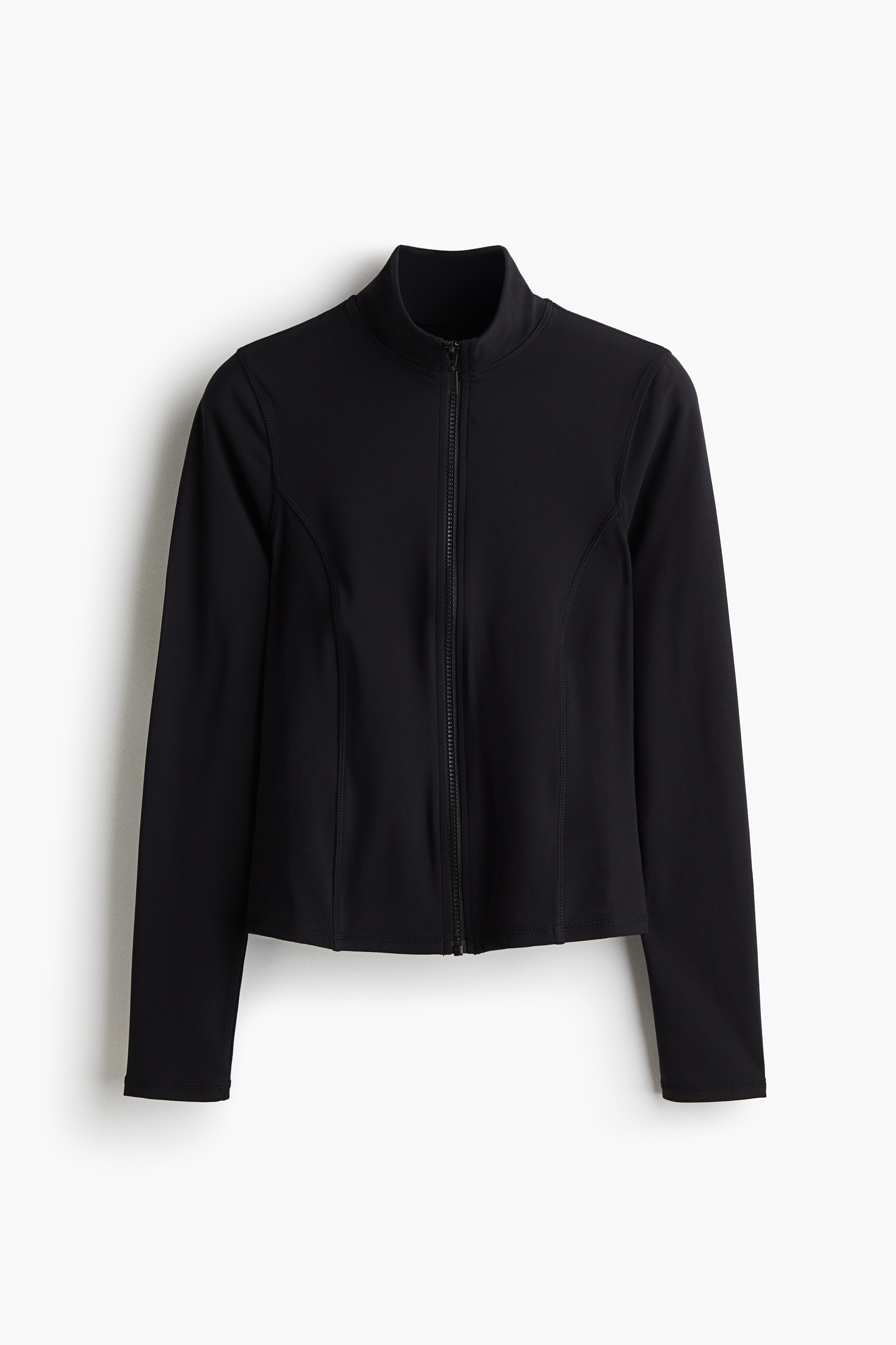 Zip Up Jersey Top - Black/Dark brown/Burgundy