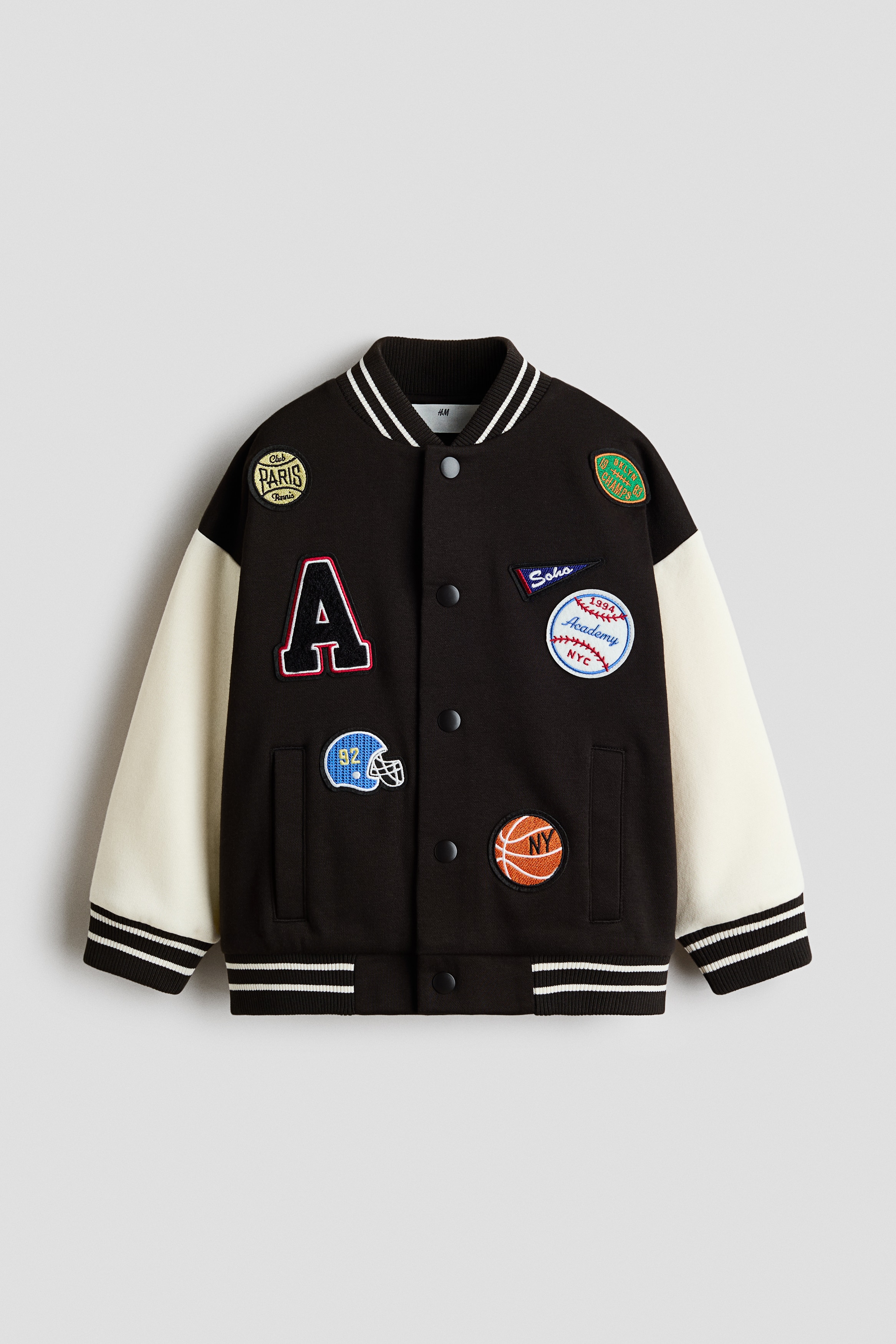 Design Detail Baseball Jacket - Black/Colour block/Navy blue/Crocodile