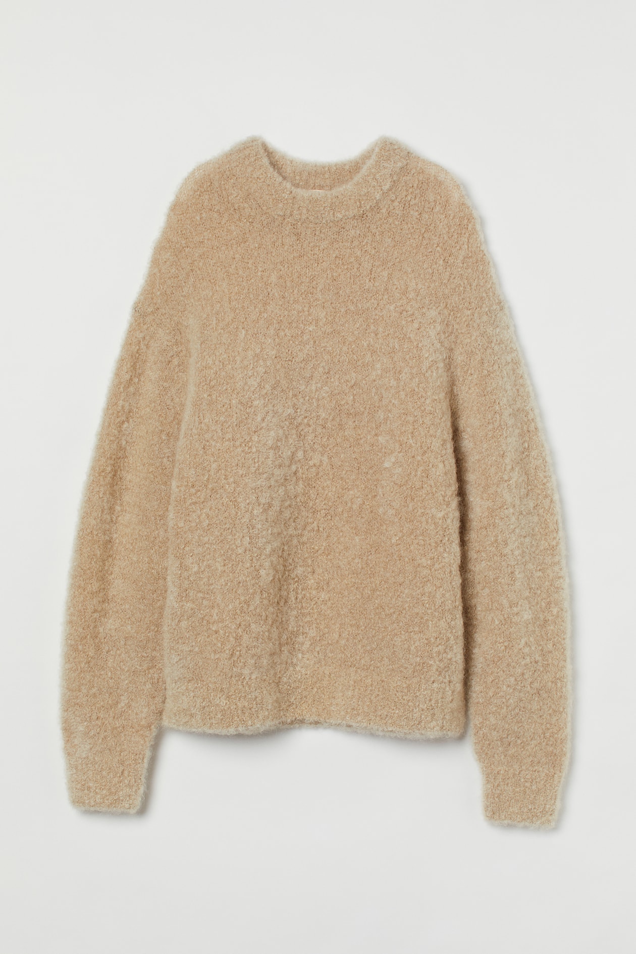 Wool-blend Sweater - Round Neck - Long sleeve - Beige - Ladies | H&M US