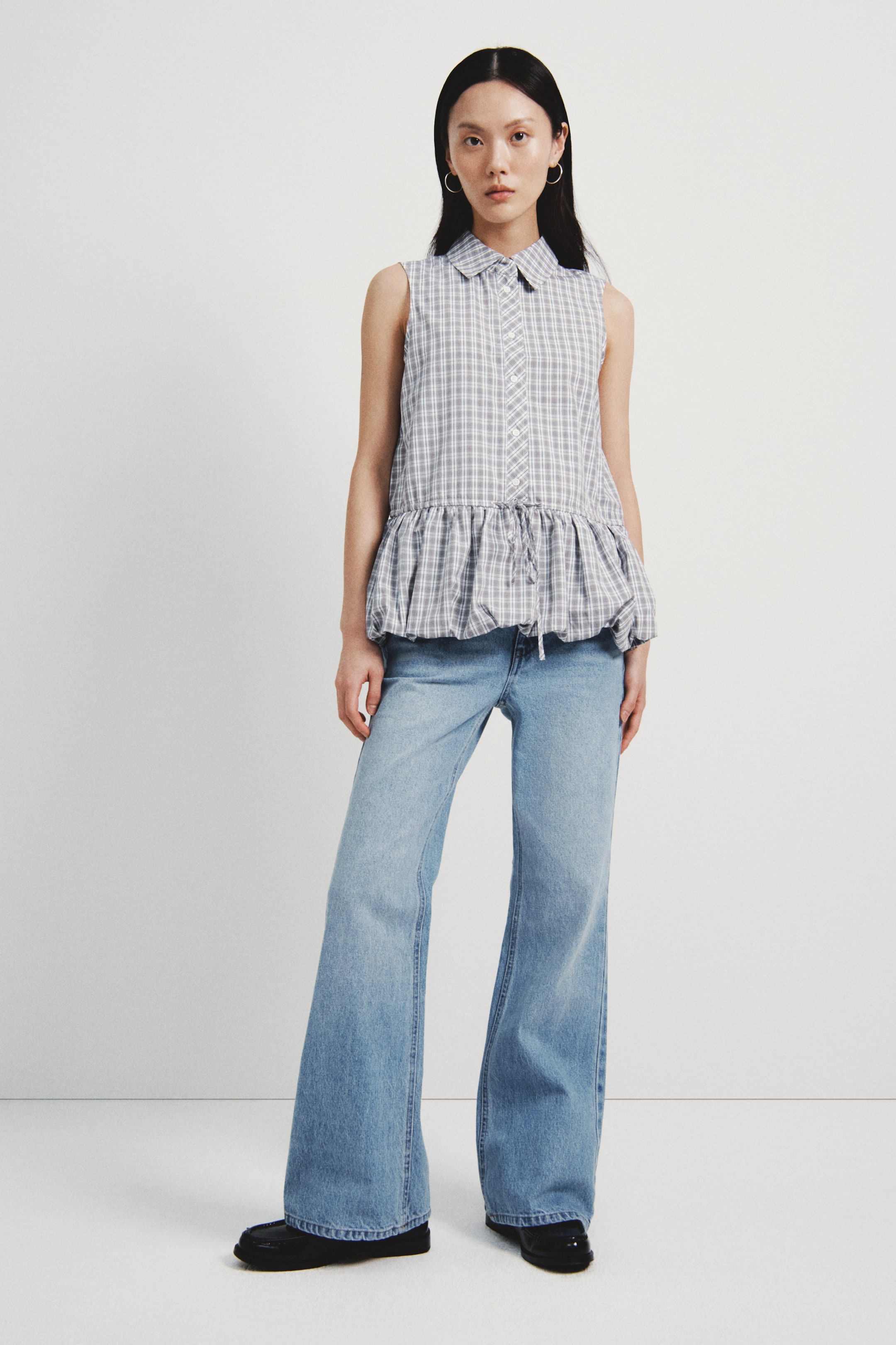 Xem ảnh lớn hơn: Áo kiểu có gấu bong bóng - Màu nâu/Kẻ ca rô - Ladies | H&M VN 2