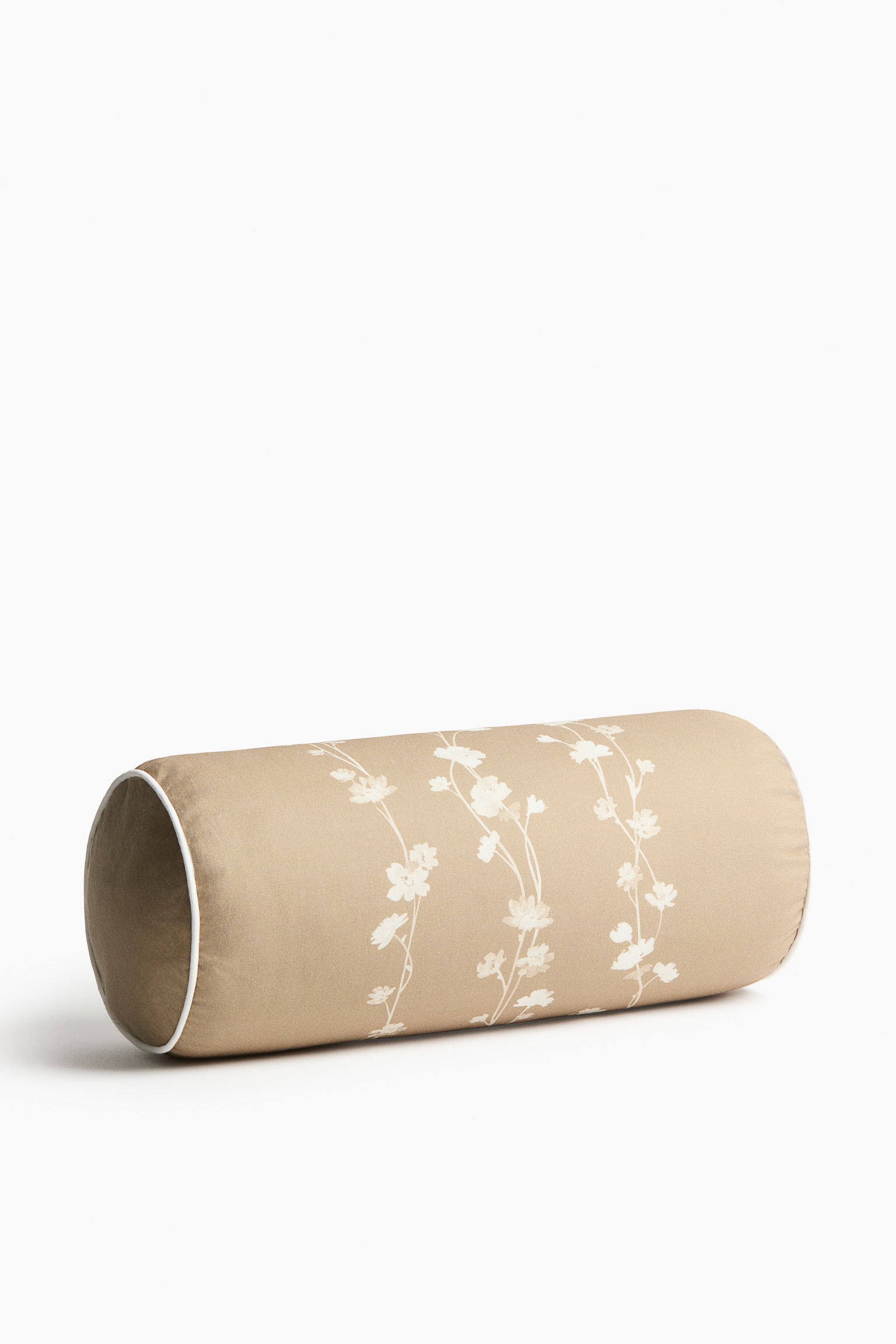 Printed canvas bolster - Beige/Floral/Light beige/floral