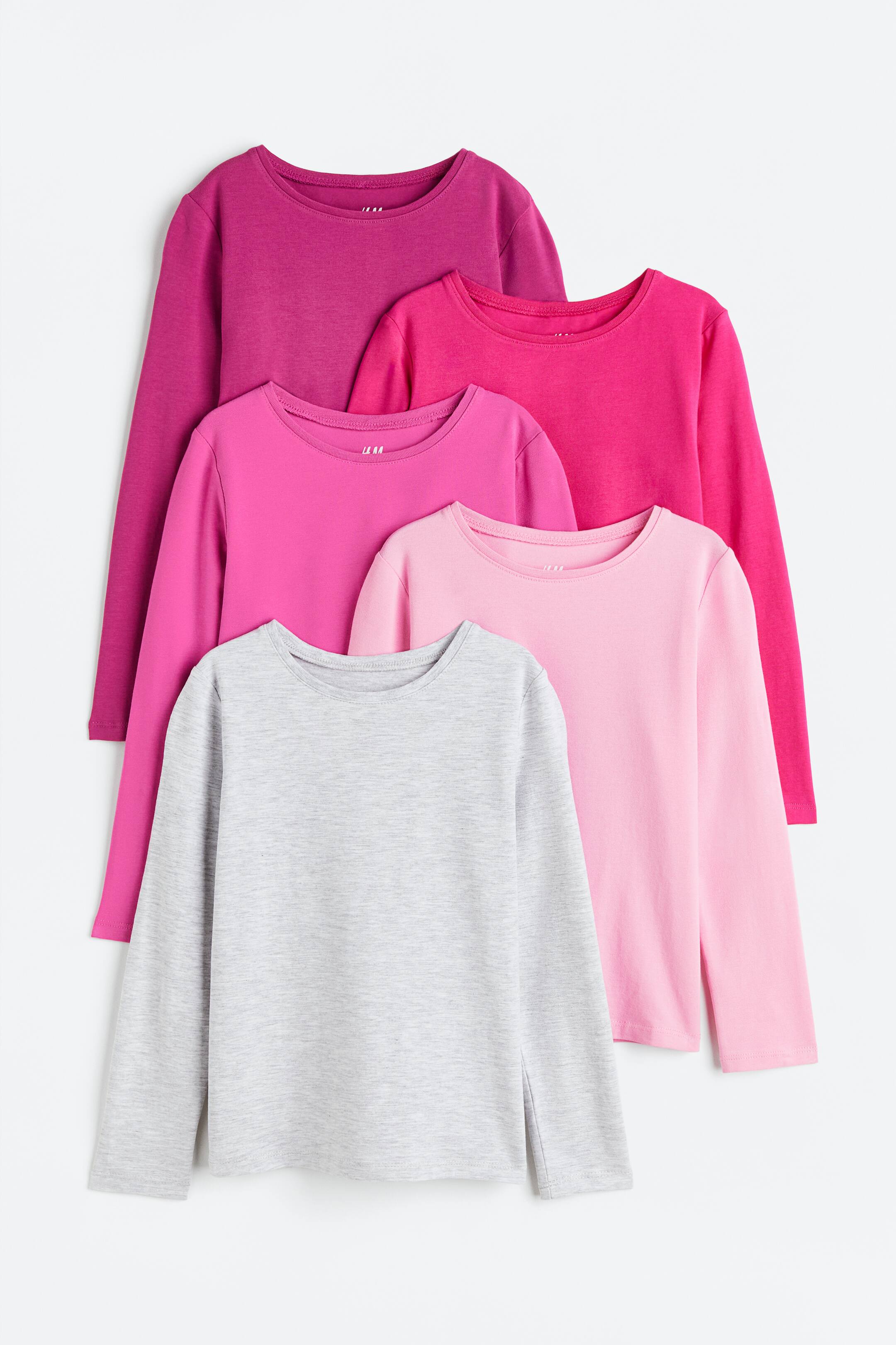 5 pack Jersey Tops Pink Light Grey Marl Kids H M GB 5-pack-jersey-tops-pink-light-grey-marl-kids-h-m-gb