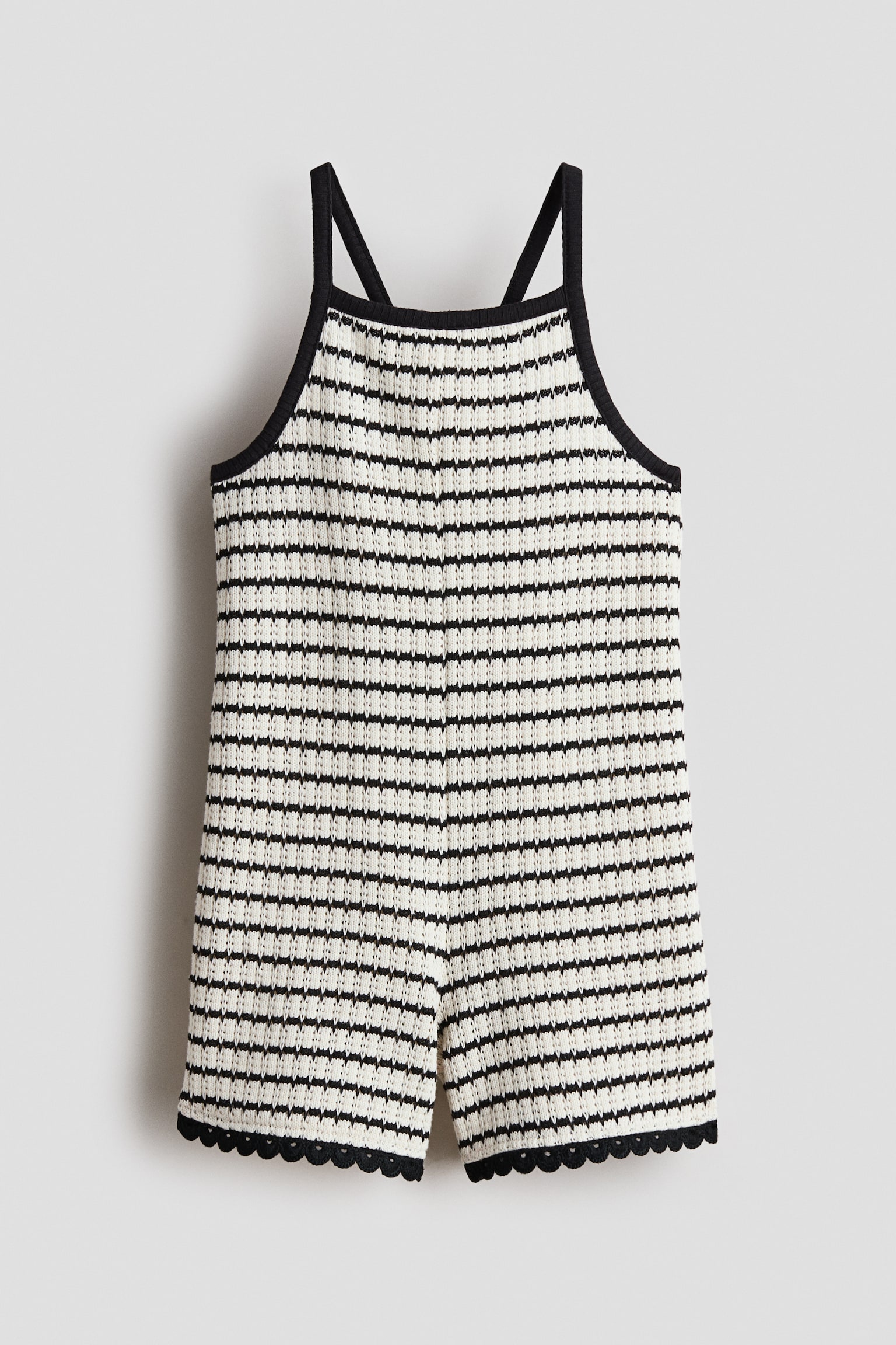 ポインテルニットオールインワン - ホワイト／ブラックボーダー