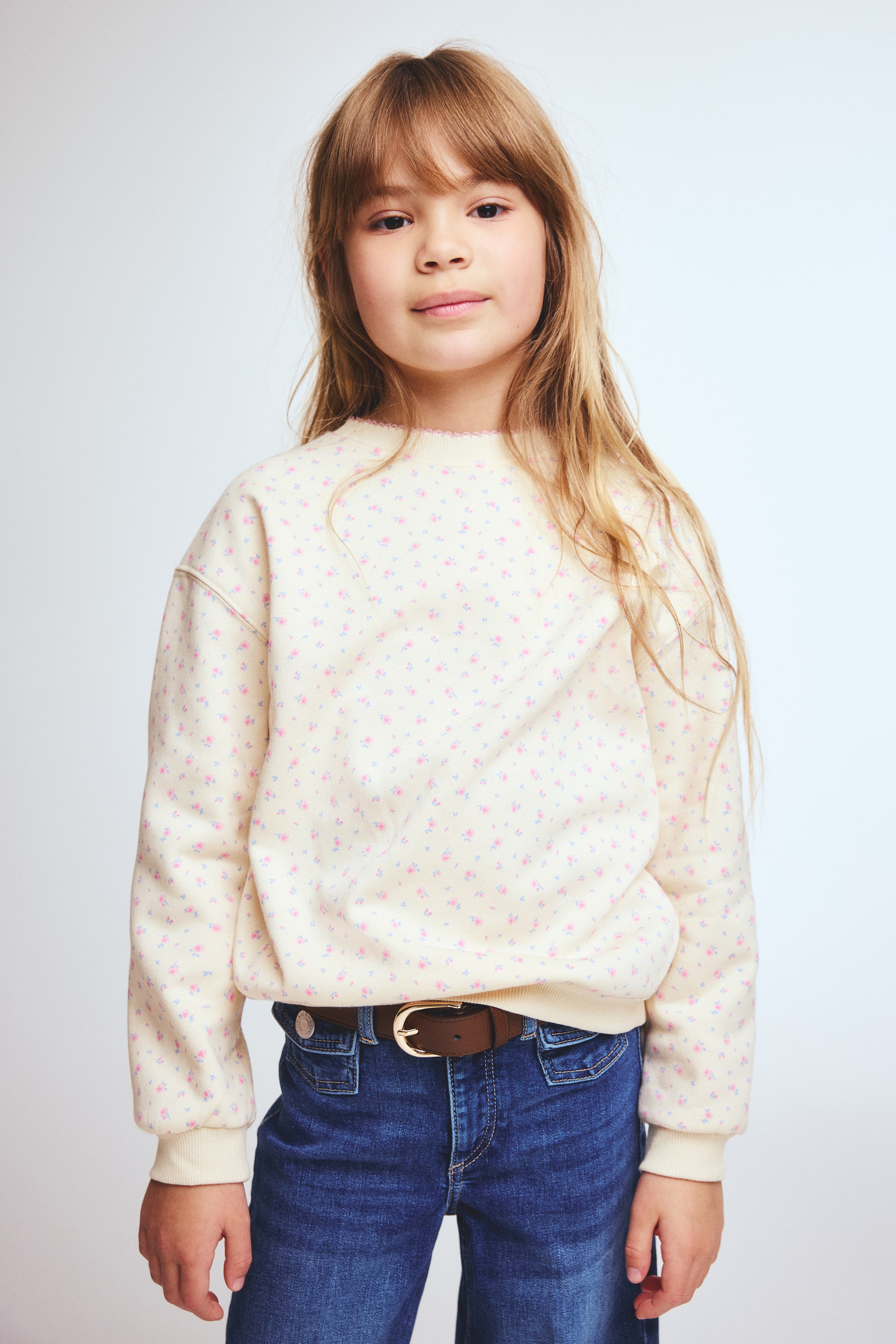 Agrandir l'image: Sweat imprimé avec intérieur brossé - Beige clair/fleuri - ENFANT | H&M CH 3
