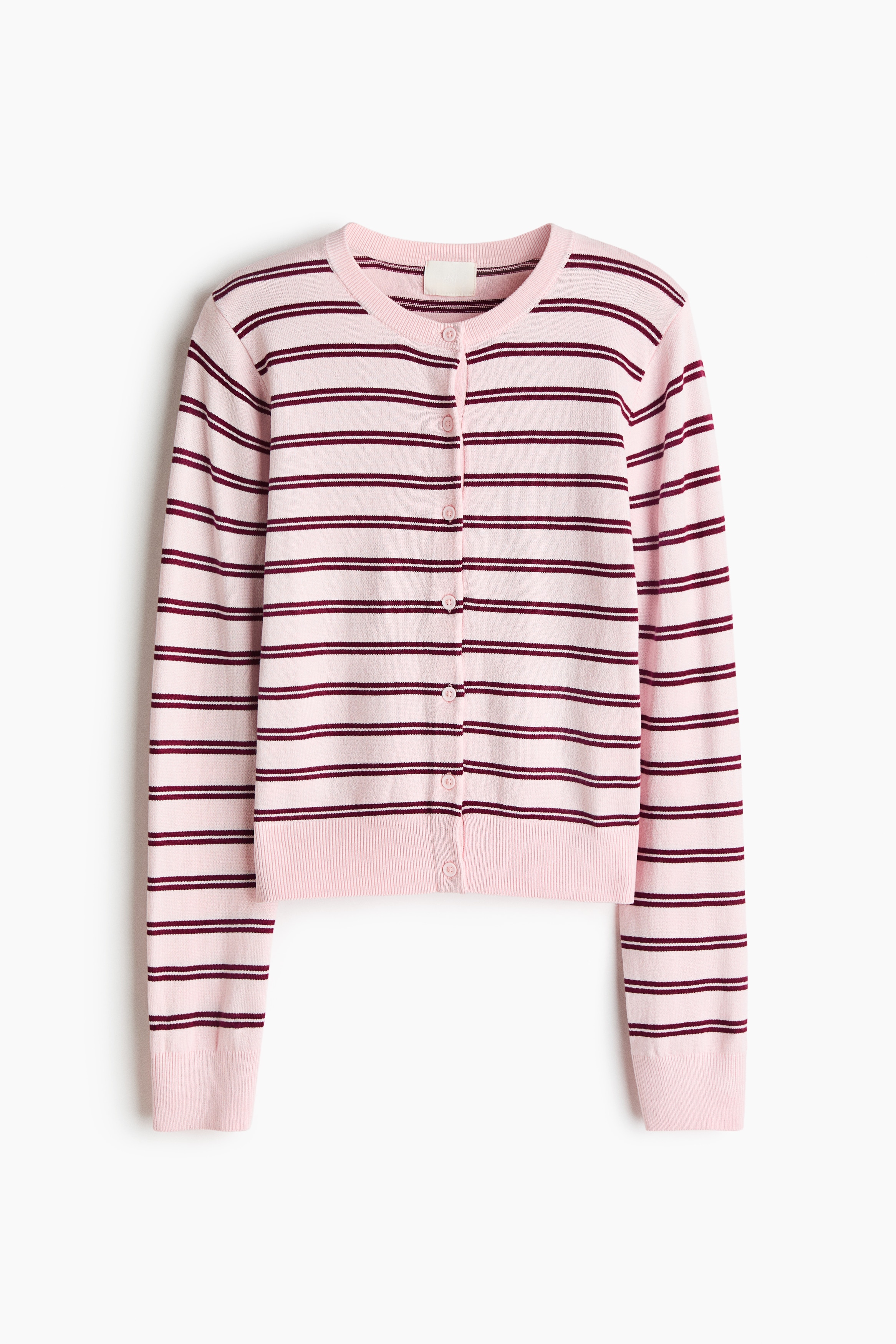 Knit Viscose-Blend Cardigan - Light pink/striped
