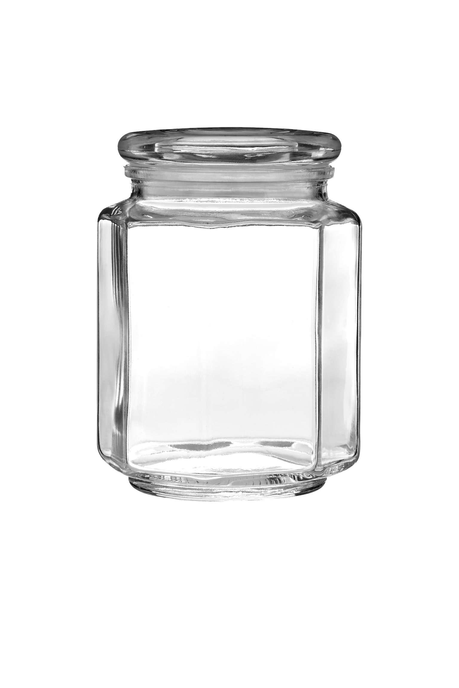 Hexagonal Glass Storage Jar - Glass - 1