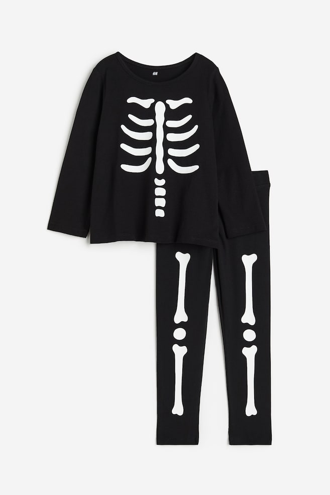 2-piece printed jersey set - Black/Skeleton - 1