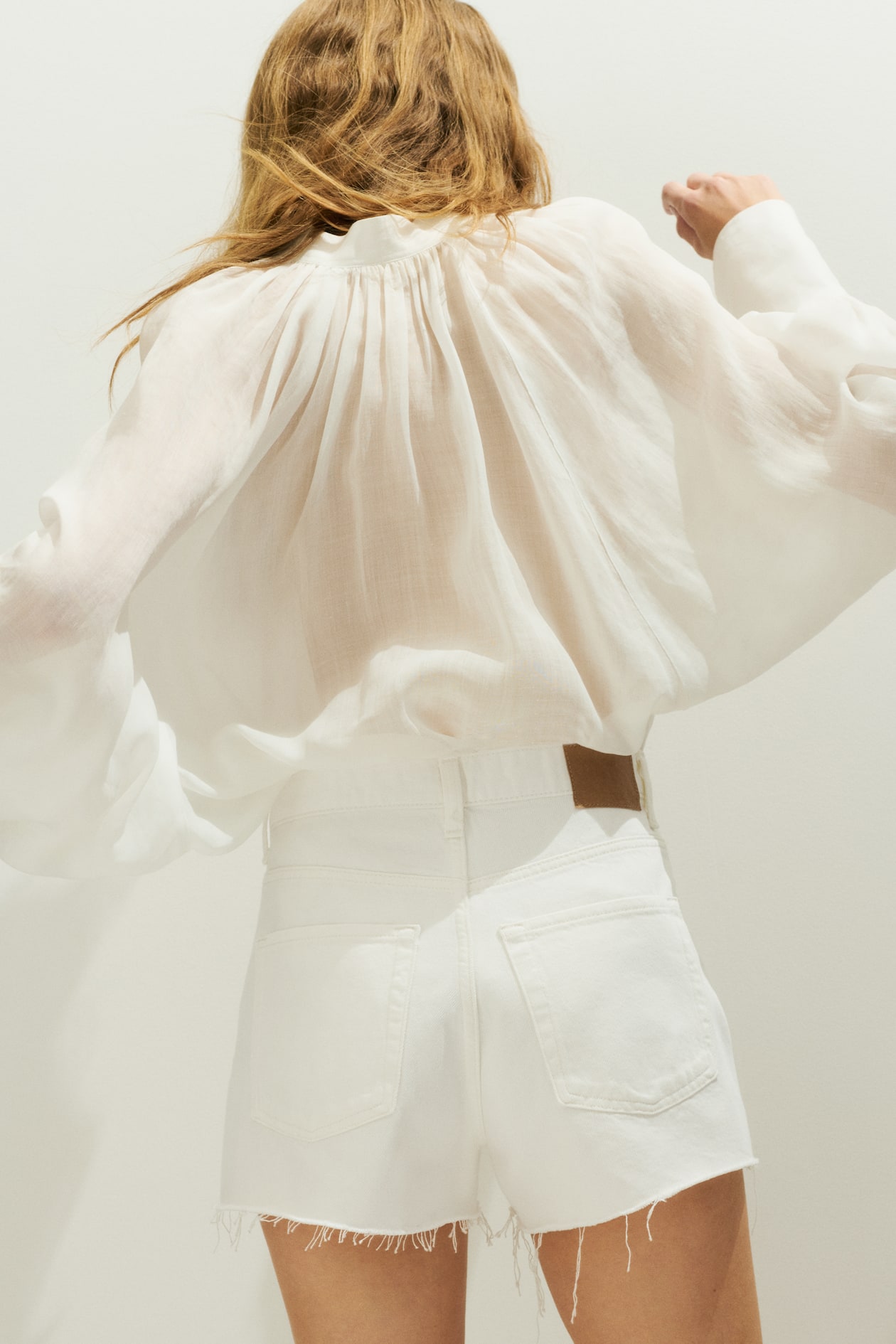 Raw-Edge Denim Shorts - image 2