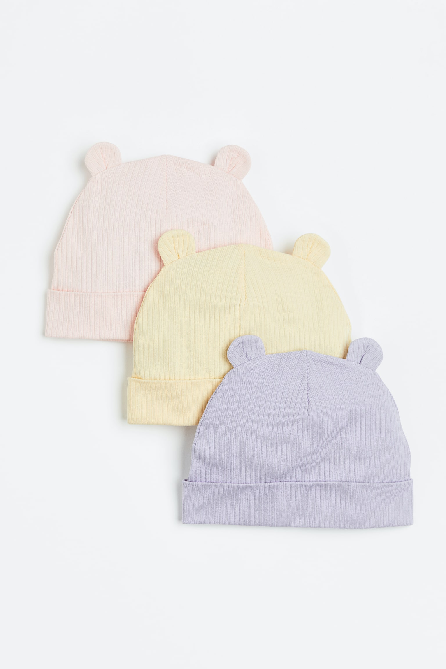 3-pack Rid Jersey Beanies - Light pink/Light yellow/Beige - 1