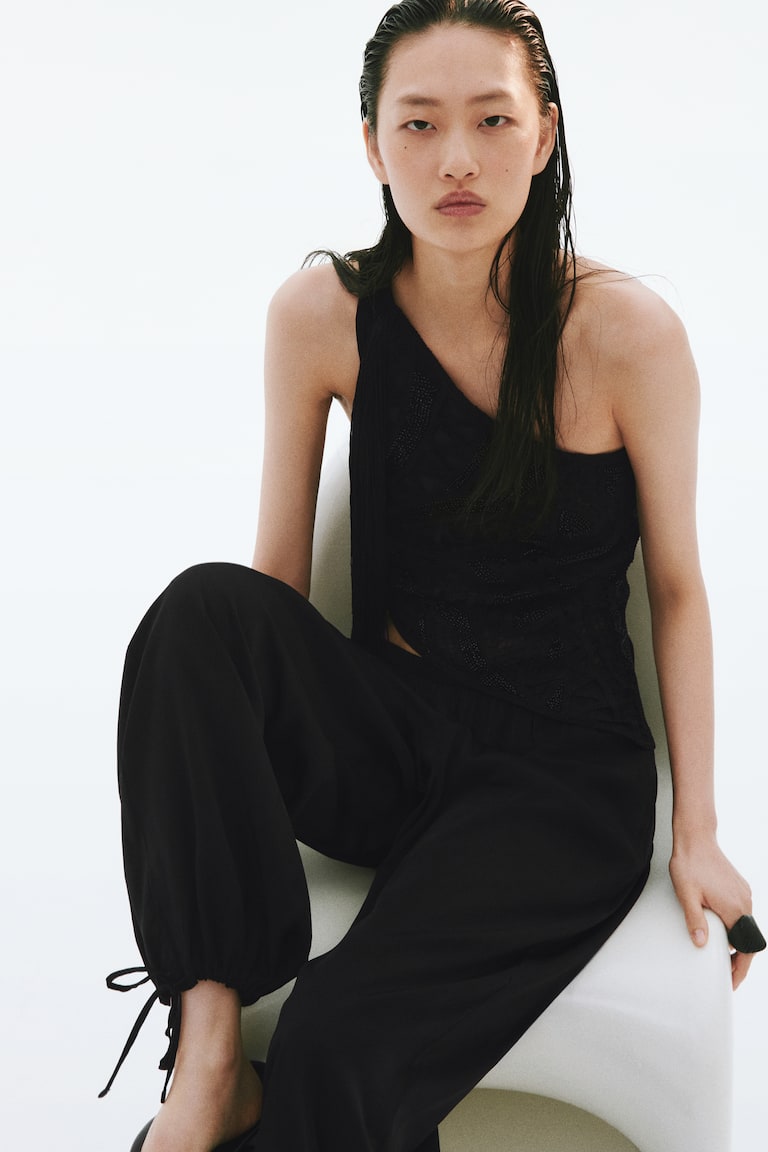 Drawstring-detail balloon trousers