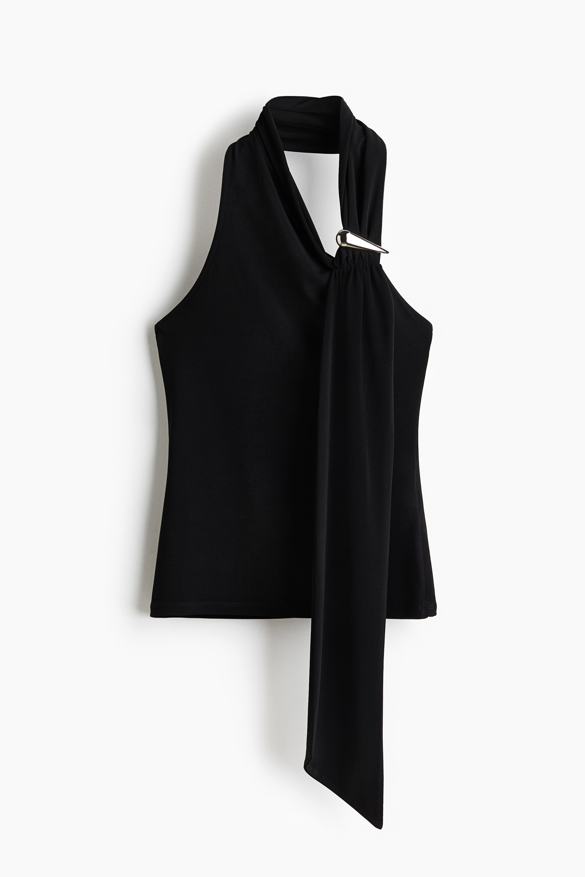 Top halter con detalle metálico - Negro/Marrón oscuro/Azul empolvado claro