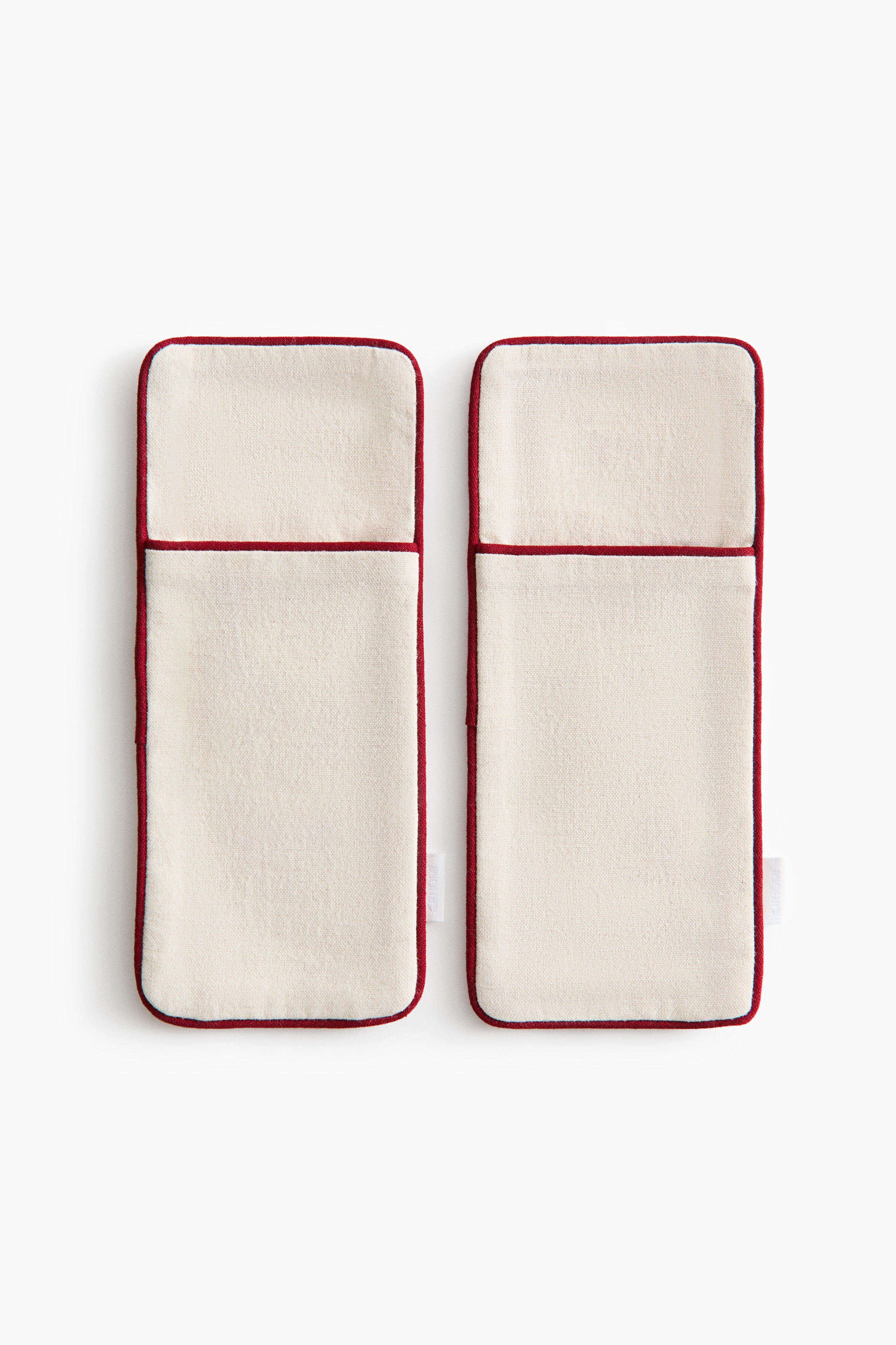 2-pack linen-blend cutlery pouches - Cream
