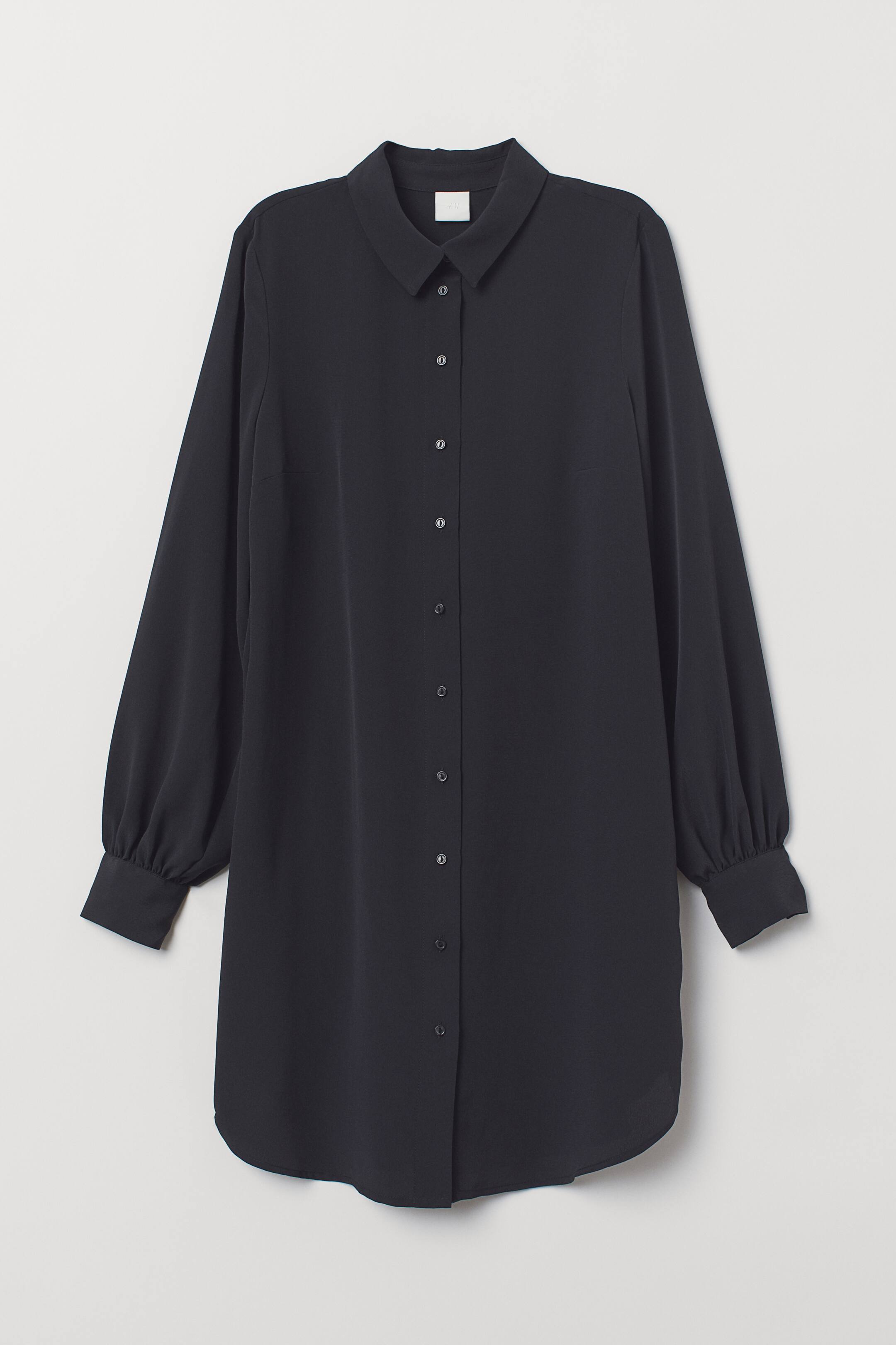 View larger image: Crêpe shirt dress - Black - Ladies | H&M 1