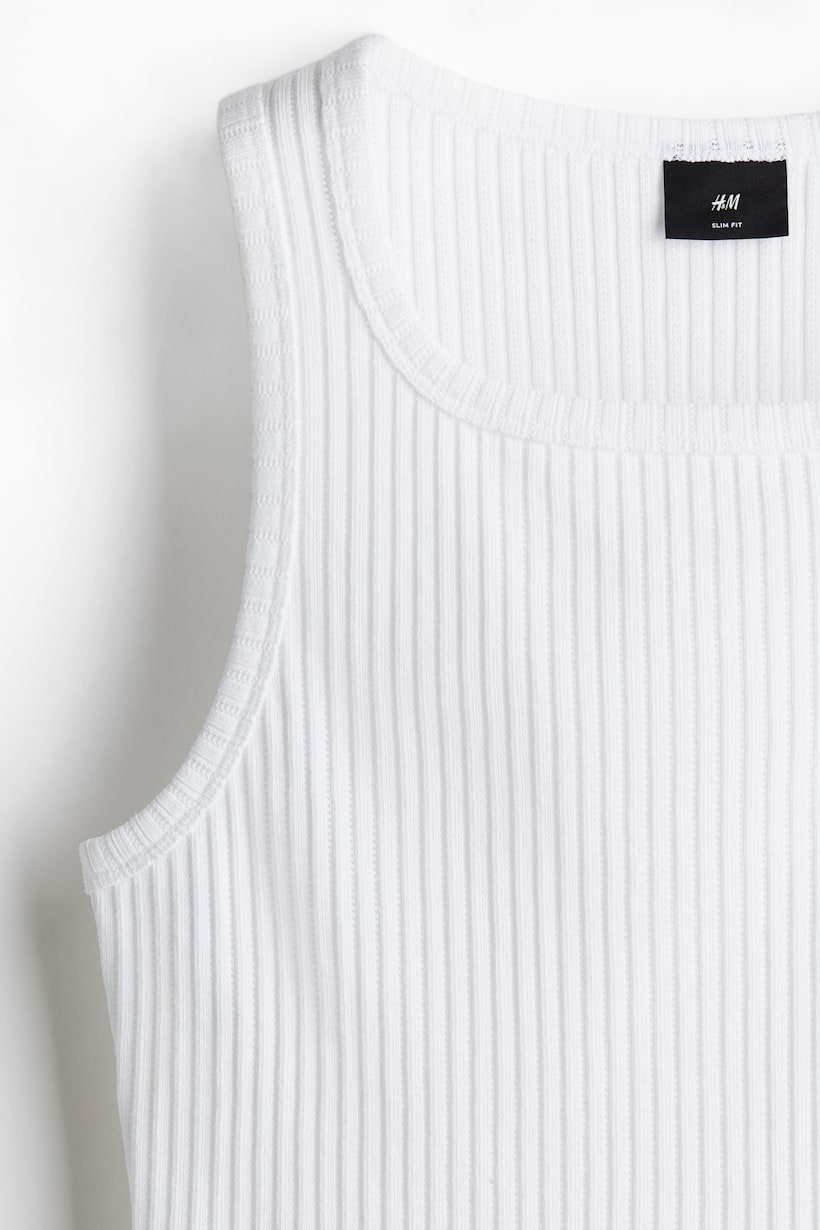 Men Ribbed Tank Top - Off White - SM2603061A