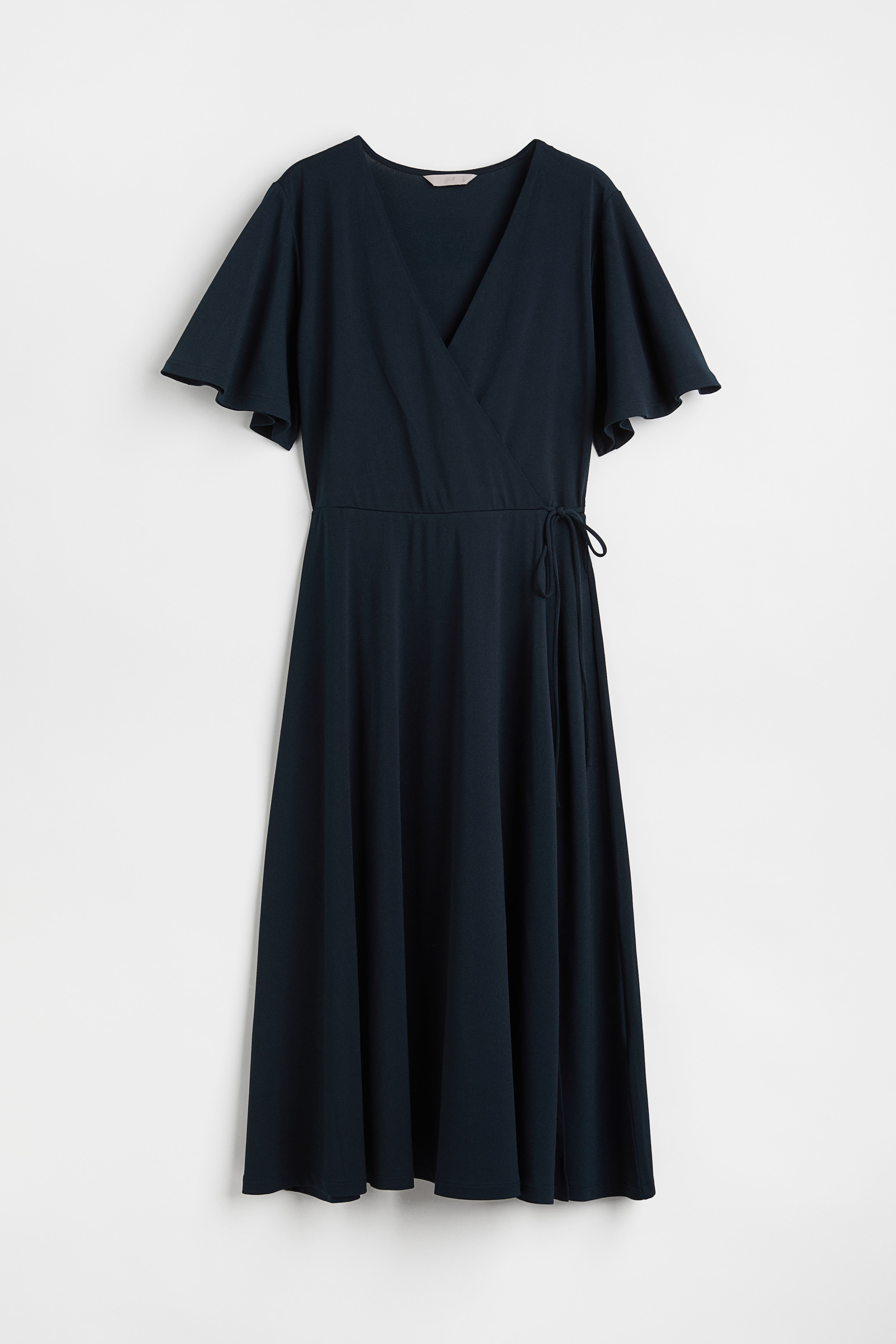 Wrap Dress - V-neck - Short sleeve - Navy blue - Ladies | H&M US