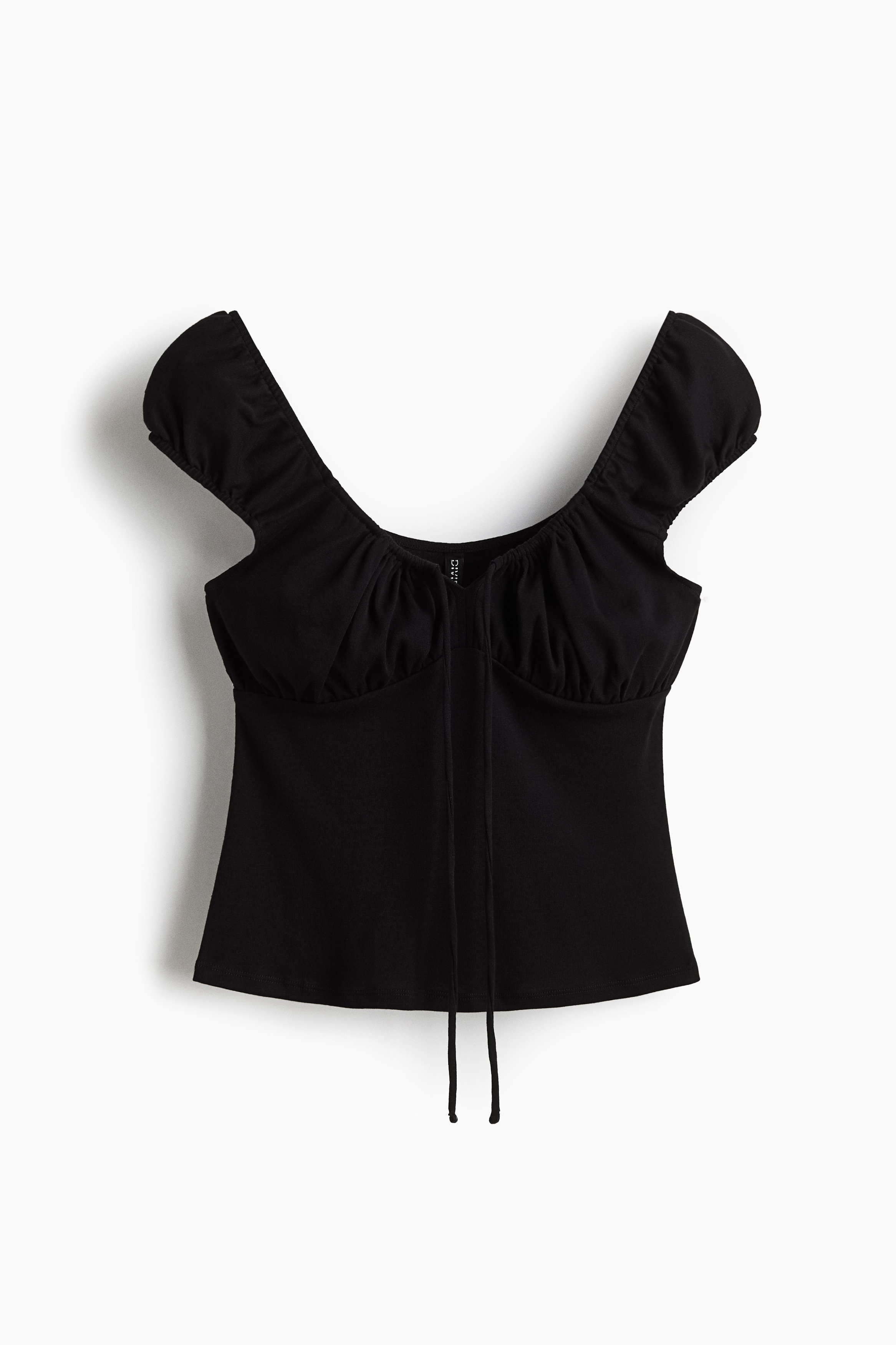Drawstring-detail top - Black/Pink/White