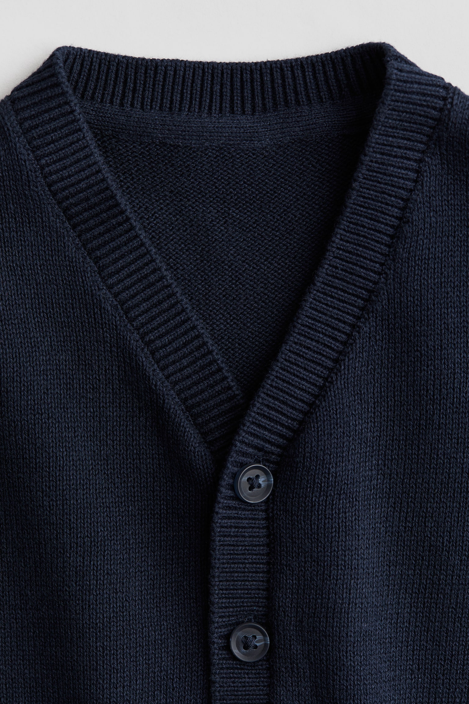 Waffle-knit cardigan - Navy blue/Cream/Blue striped/Light grey marl - 2